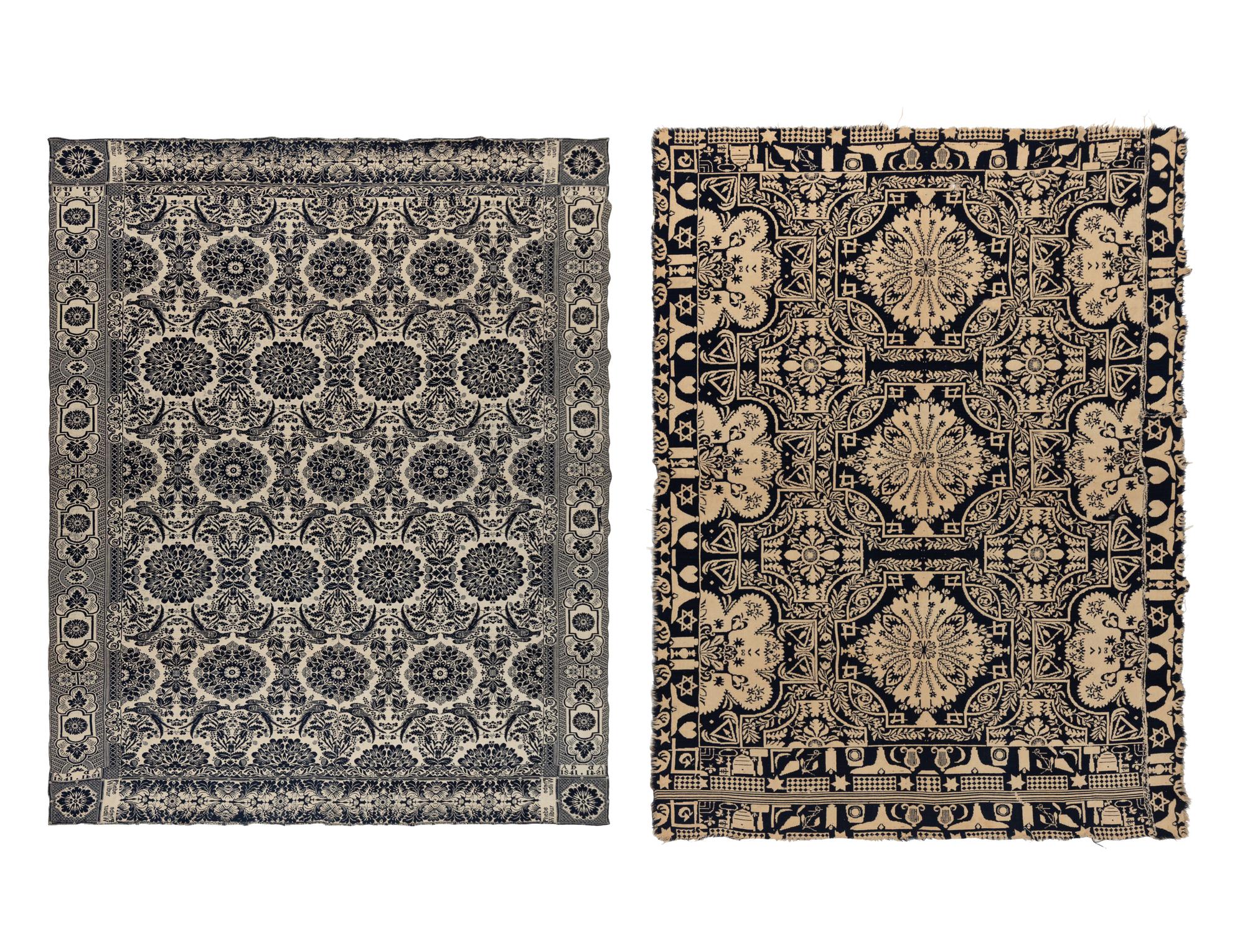 Two Cotton and Wool Jacquard Coverlets