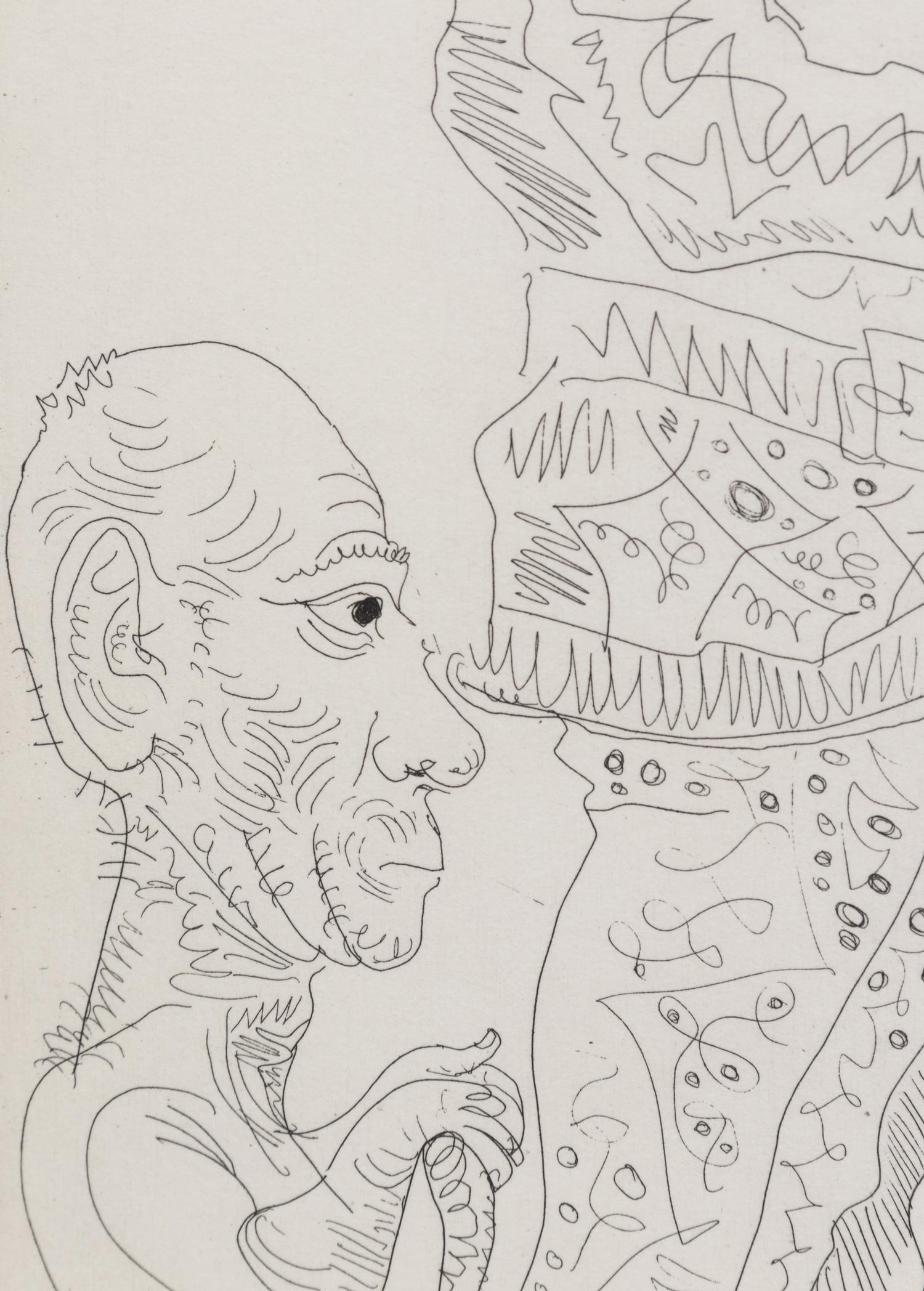 Autoportrait à la canne, avec comédien, amour replet et femmes (pl. 8 from 347 Series)