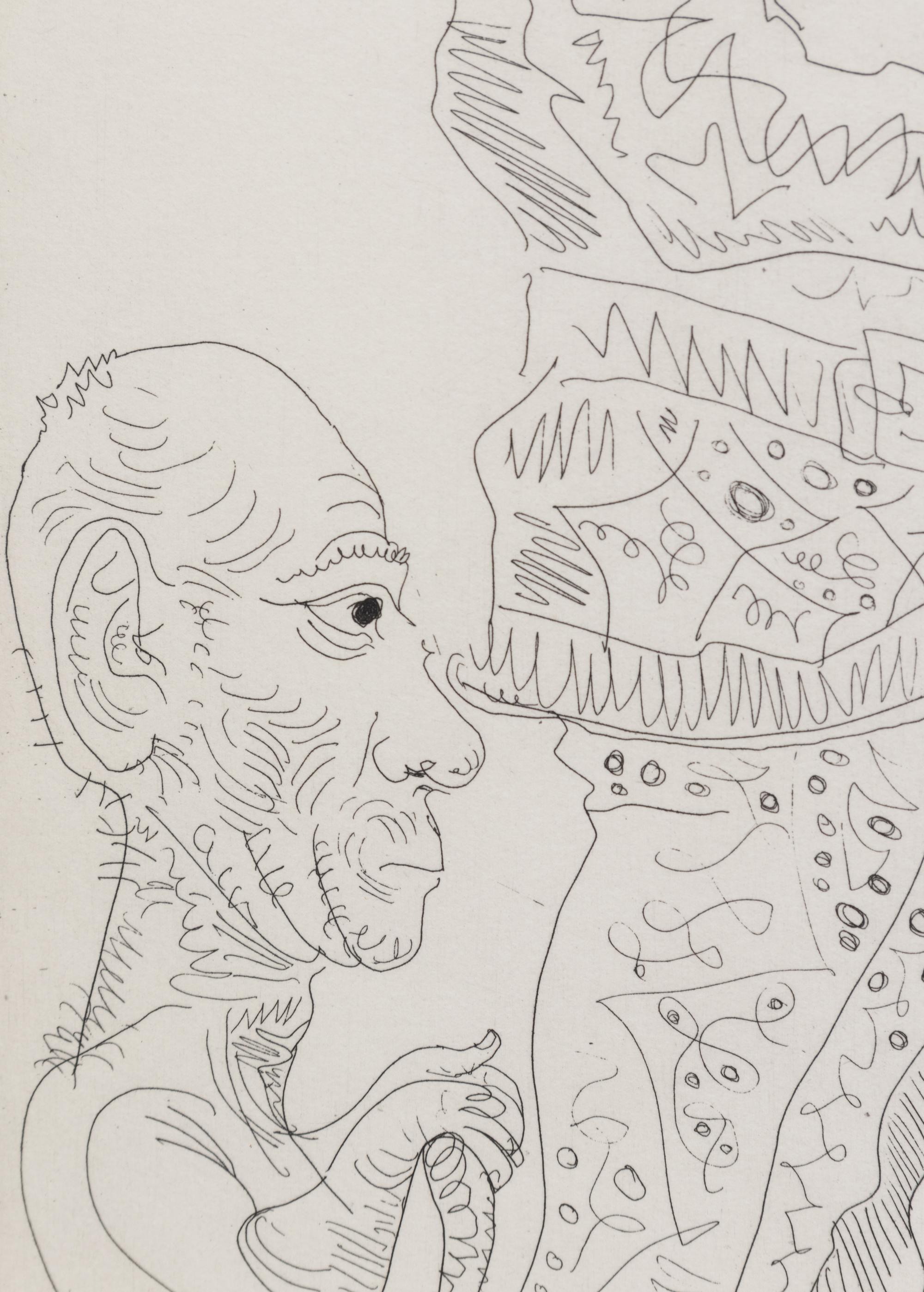 Autoportrait à la canne, avec comédien, amour replet et femmes (pl. 8 from 347 Series)