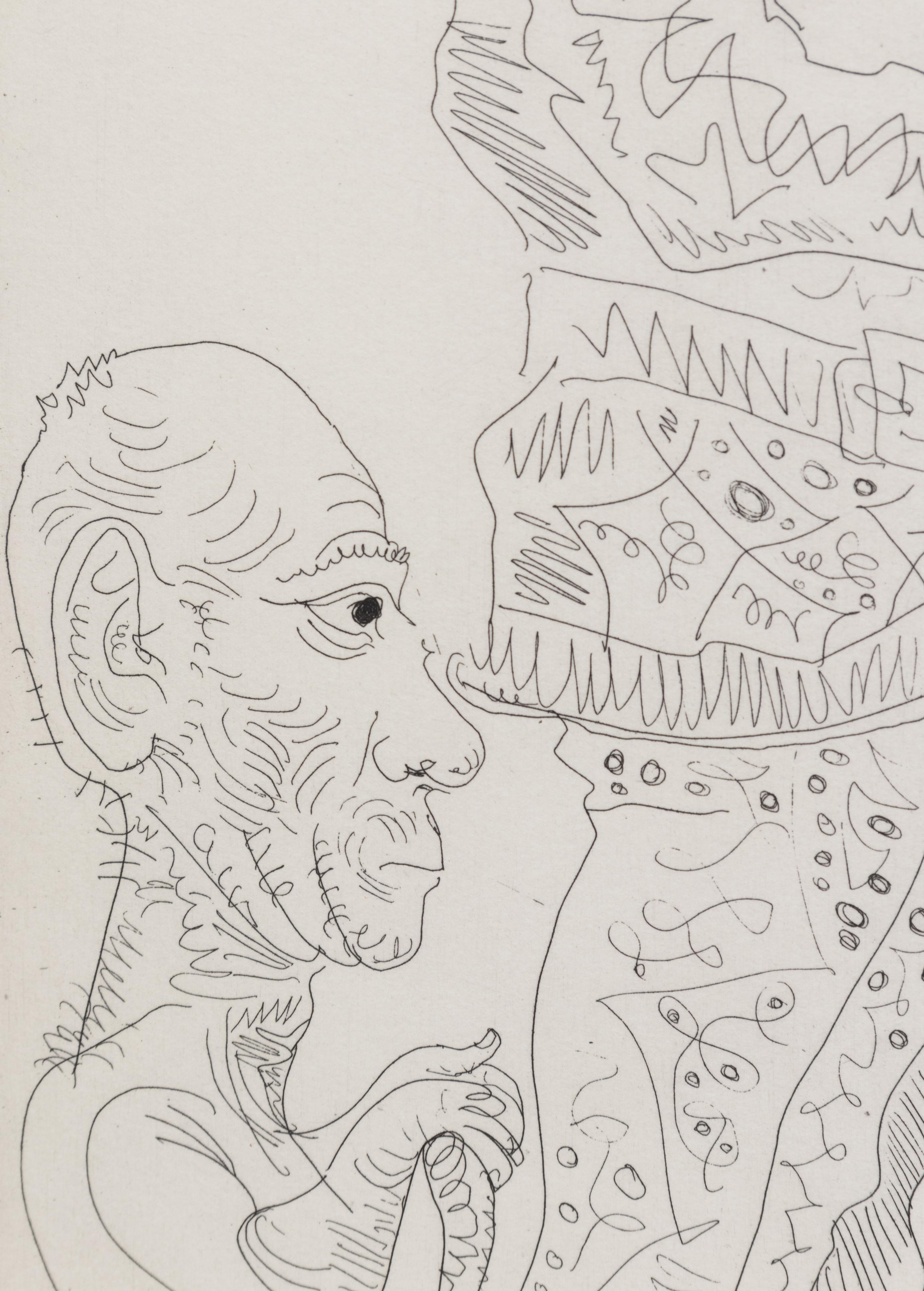 Autoportrait à la canne, avec comédien, amour replet et femmes (pl. 8 from 347 Series)