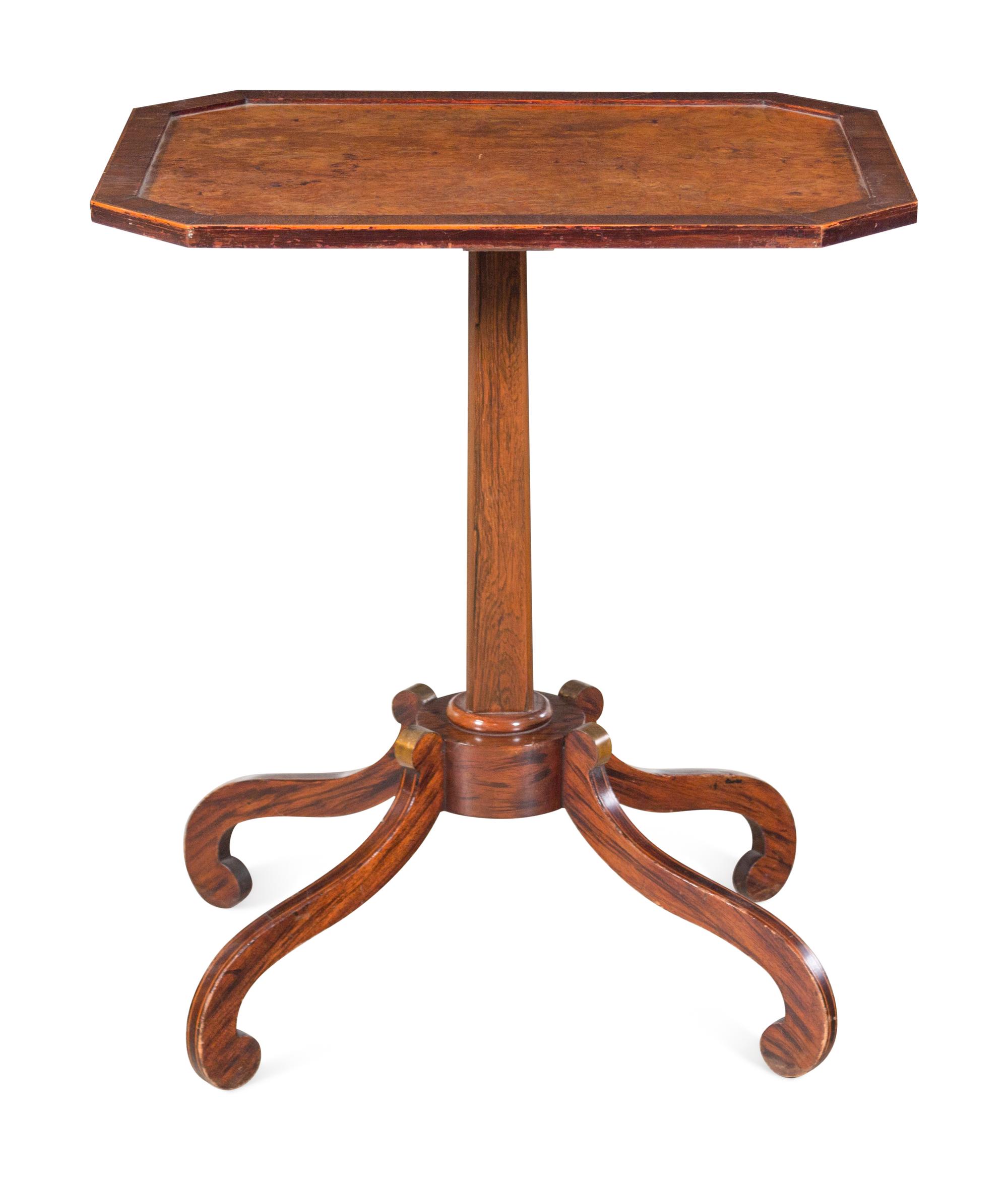 A Regency Rosewood and Burl Walnut Tea Table