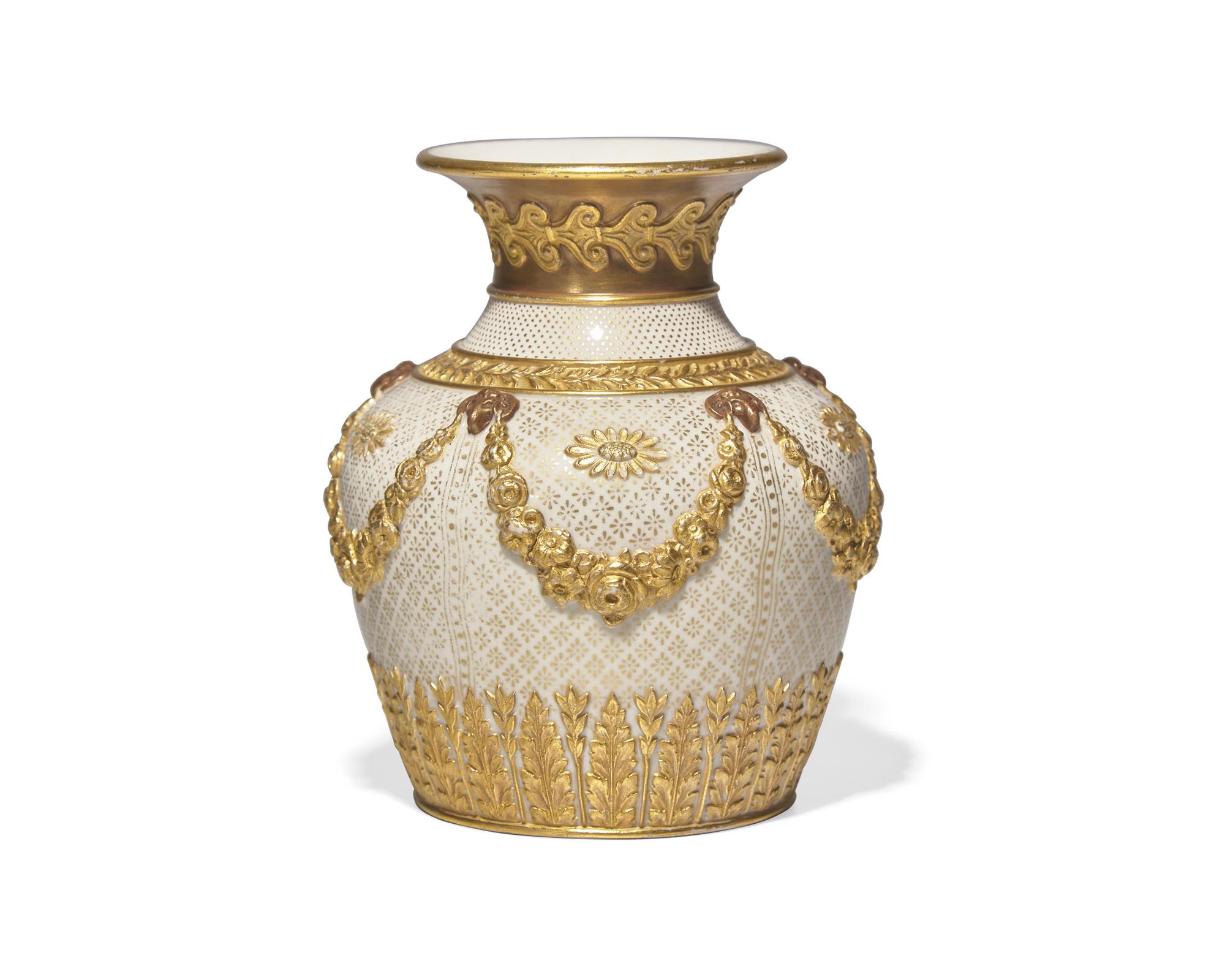 A Wedgwood Parcel Gilt Victoria Ware Vase