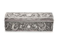 A Chinese Export Silver Rectangular Box and Cover