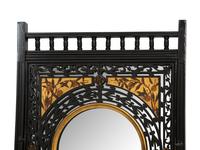 A Pair of Victorian Aesthetic Movement Ebonized, Painted and Parcel Gilt Mirrored Wall Brackets