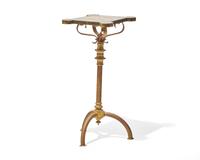 An Aesthetic Movement cast brass and encaustic inlaid table, circa 1880