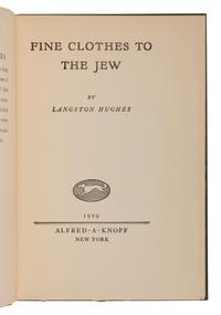 HUGHES, Langston (1901-1967). Fine Clothes to the Jew . New York: Alfred A. Knopf, 1929.