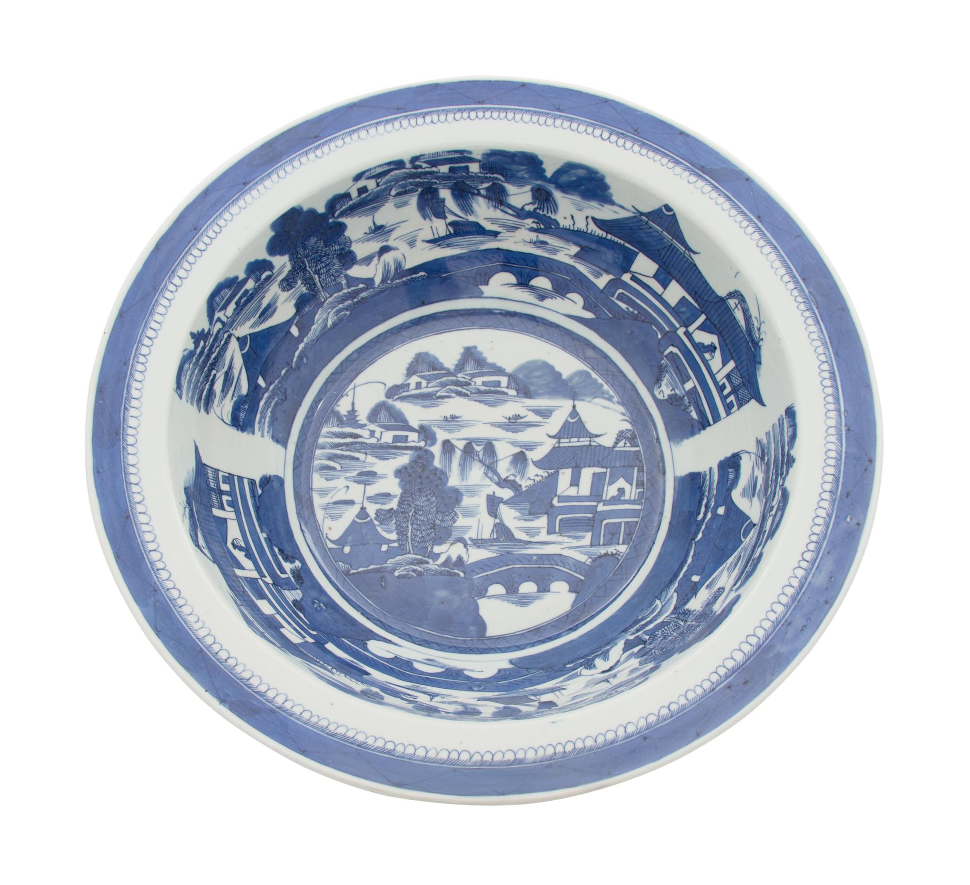 A Chinese Export Porcelain Punch Bowl Diameter 18 1/4 inches.
