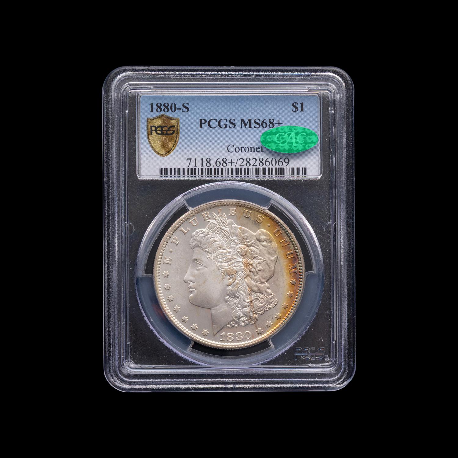 An 1880-S Morgan $1 Coin [PCGS MS68+; CAC Green Sticker]