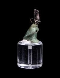 An Egyptian Feldspar and Silver Horus