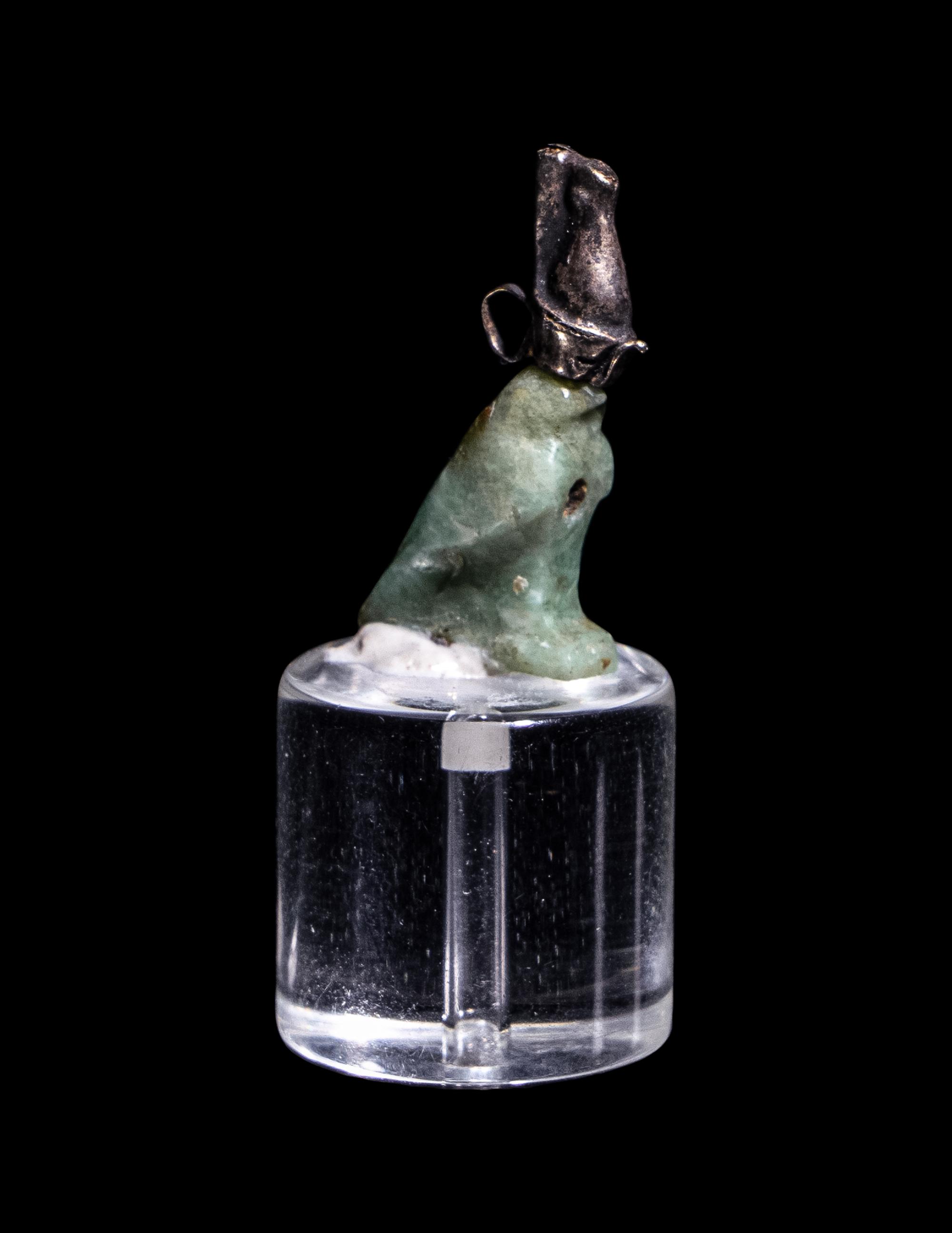 An Egyptian Feldspar and Silver Horus