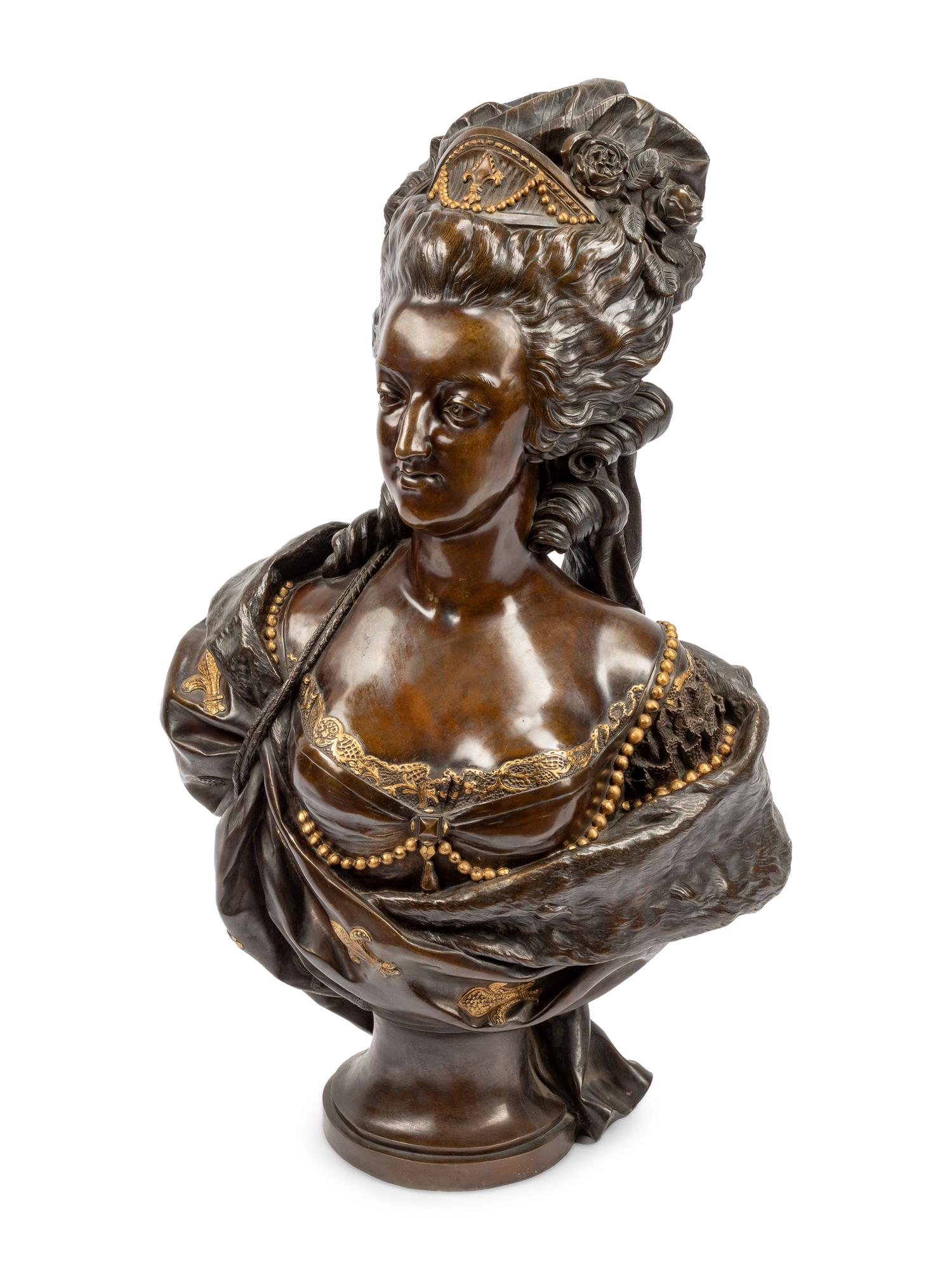 A French Gilt and Patinated Bronze Bust