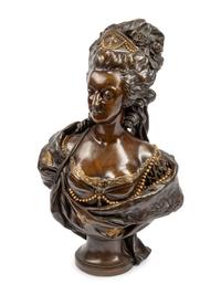 A French Gilt and Patinated Bronze Bust