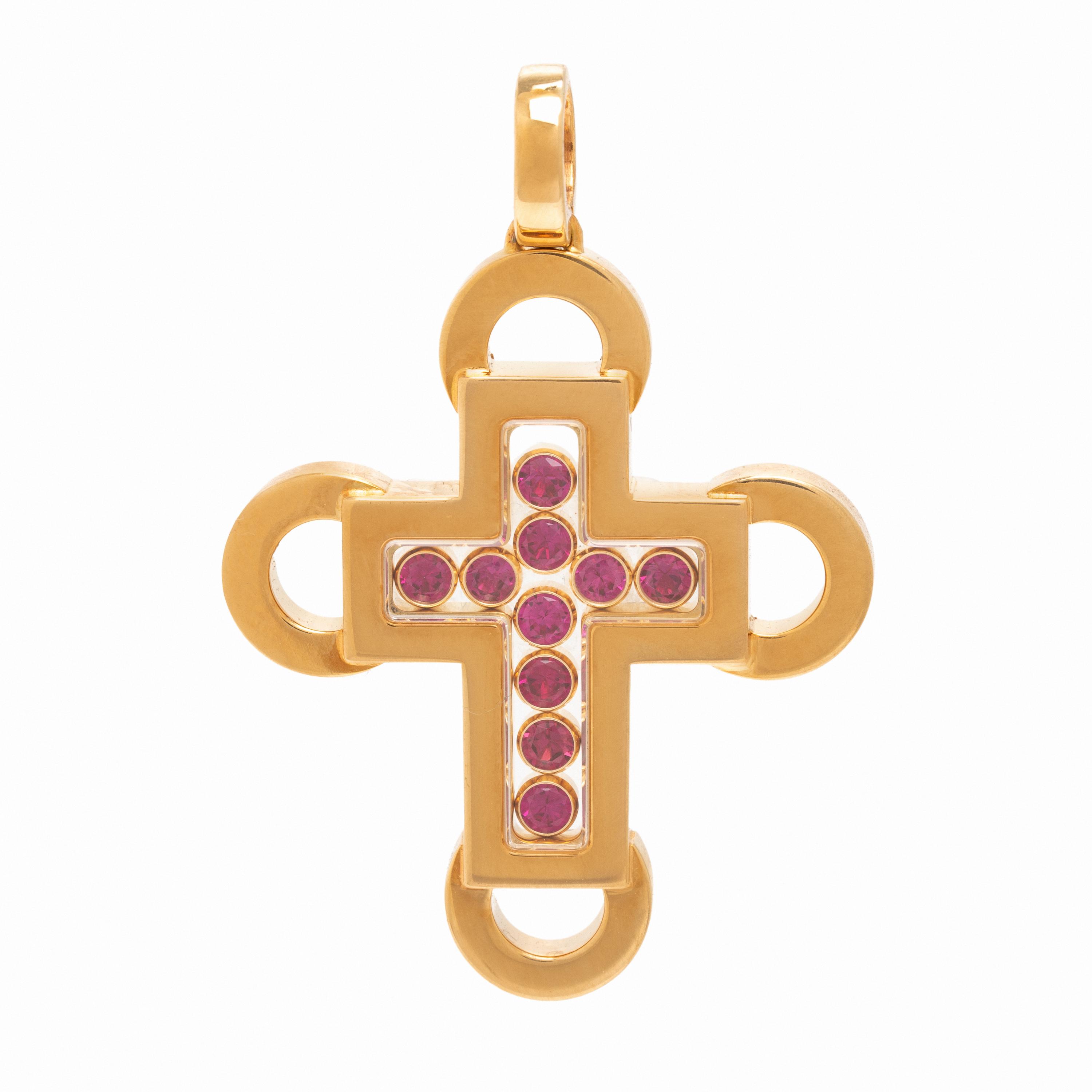 Chopard, Yellow Gold and Ruby Cross Pendant