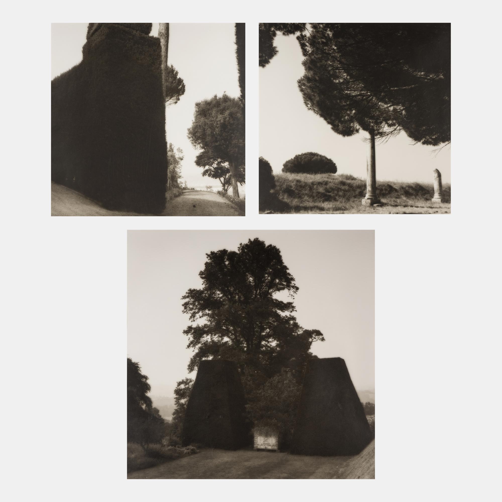 Topiaries and Planter, Knightshayes Court, Devon, England , 1991; Tree and Column, Ostia Antiqua, Italy , 1990; and Tree and Hedge, Villa Gamberaia, Settignano, Italy , 1990 (Three Works)