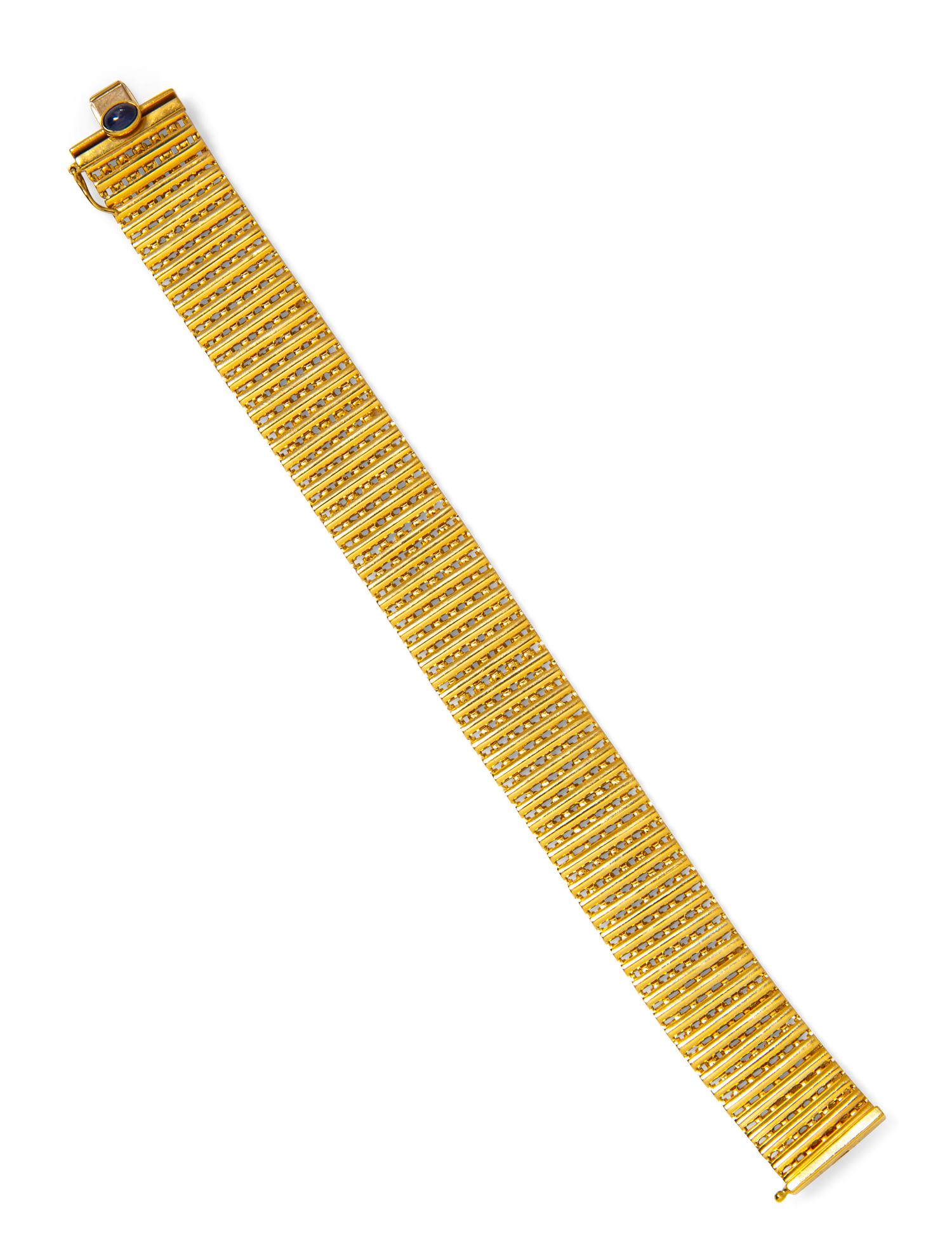 A 14 Karat Yellow Gold and Sapphire Bracelet, Italian,