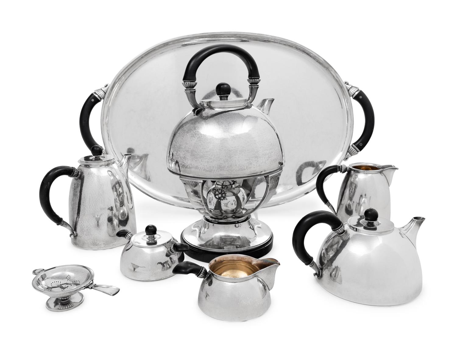 A Gundorph Albertus Designed Georg Jensen Silver Eight-Piece Tea and Coffee Service