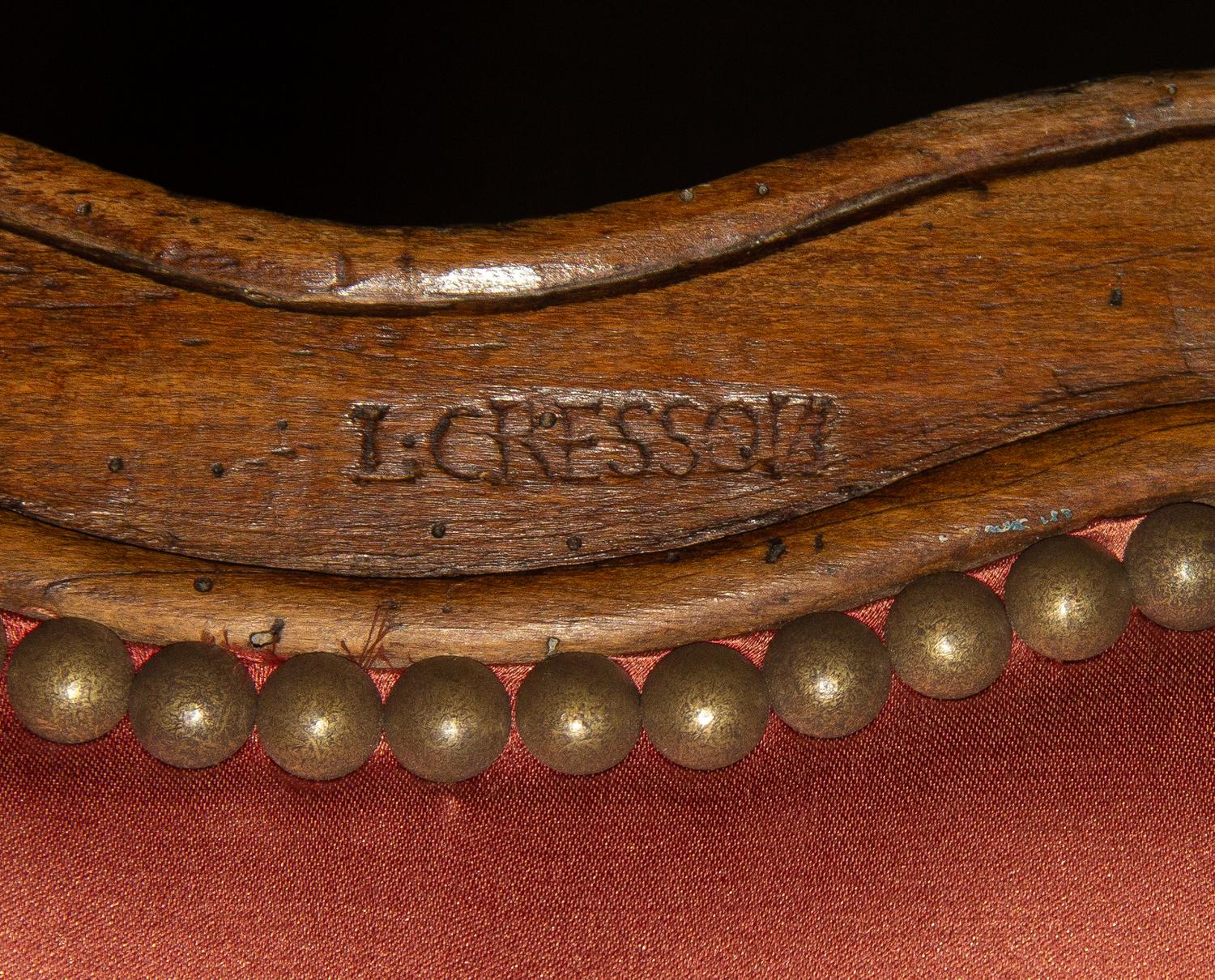 A Louis XV Velvet-Upholstered Bergère