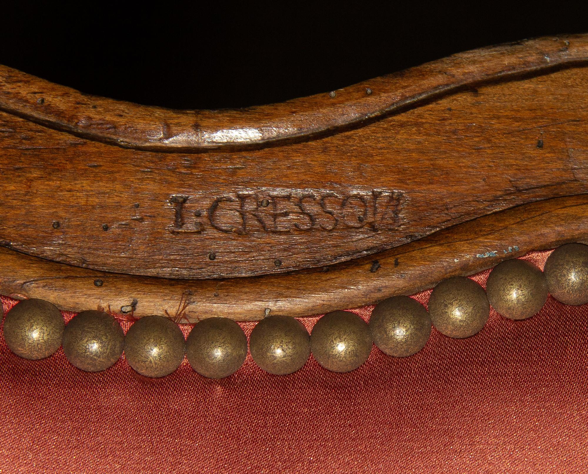 A Louis XV Velvet-Upholstered Bergère