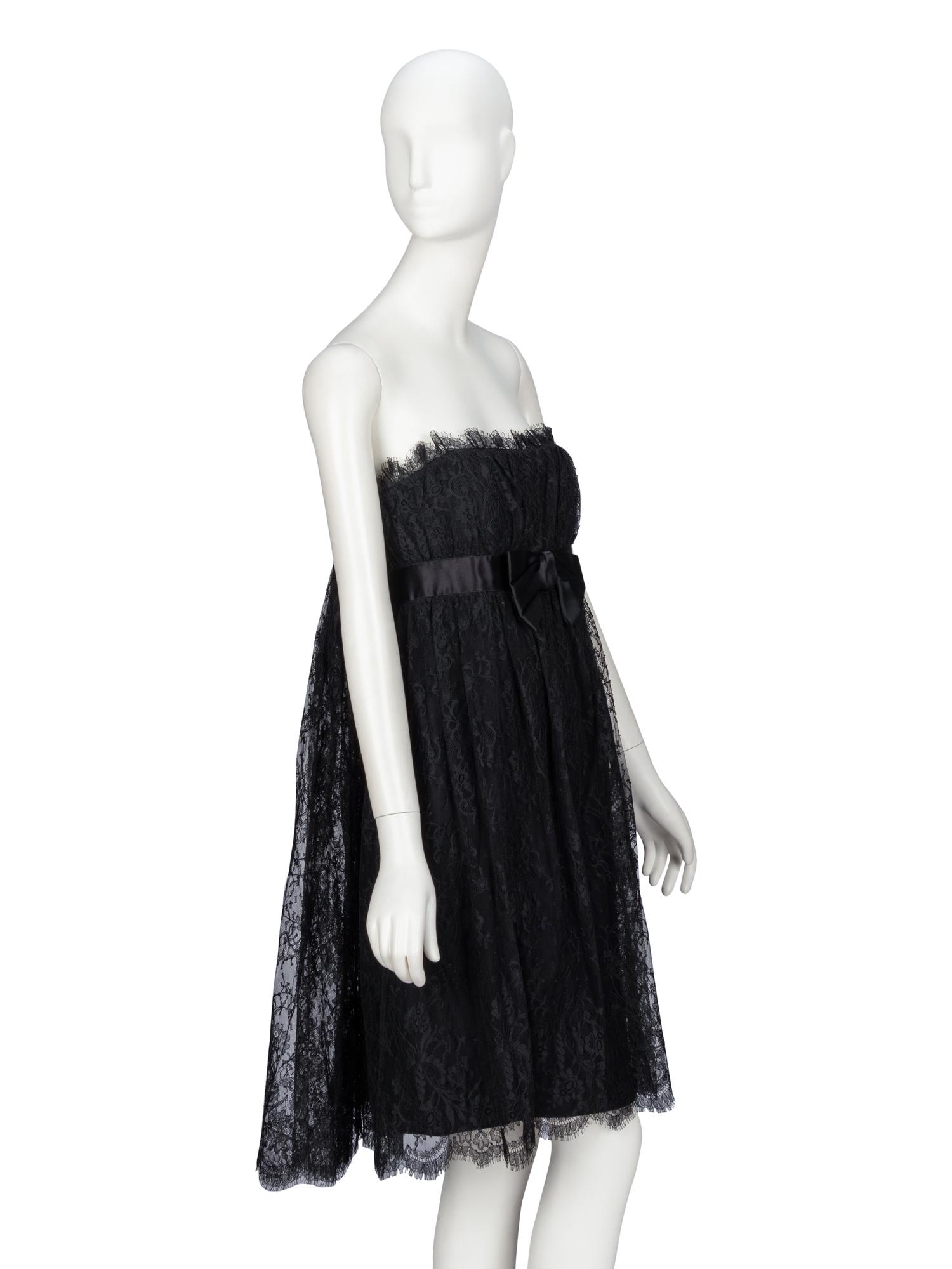 Bill Blass, Strapless Black Lace Cocktail Dress
