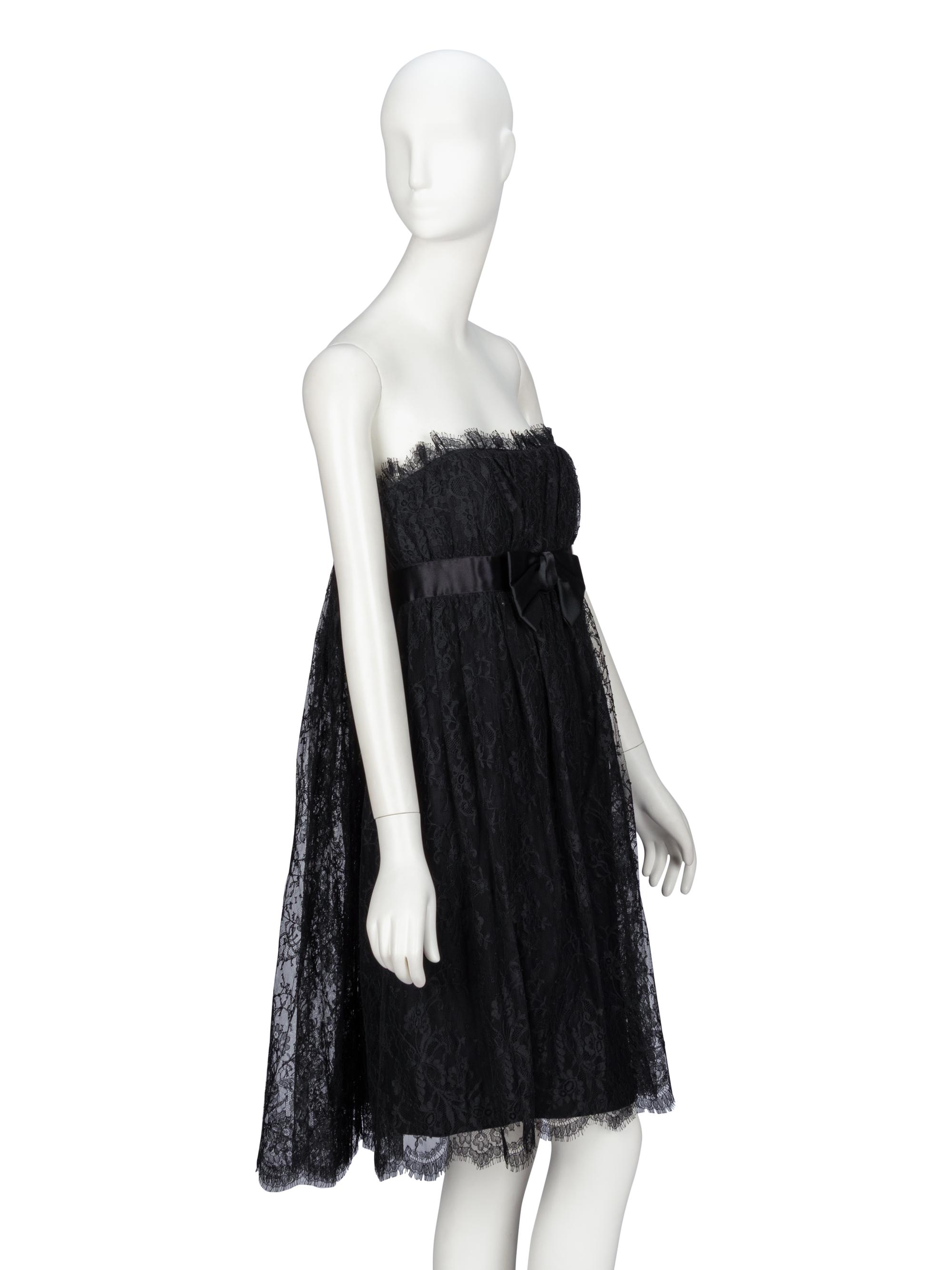 Bill Blass, Strapless Black Lace Cocktail Dress