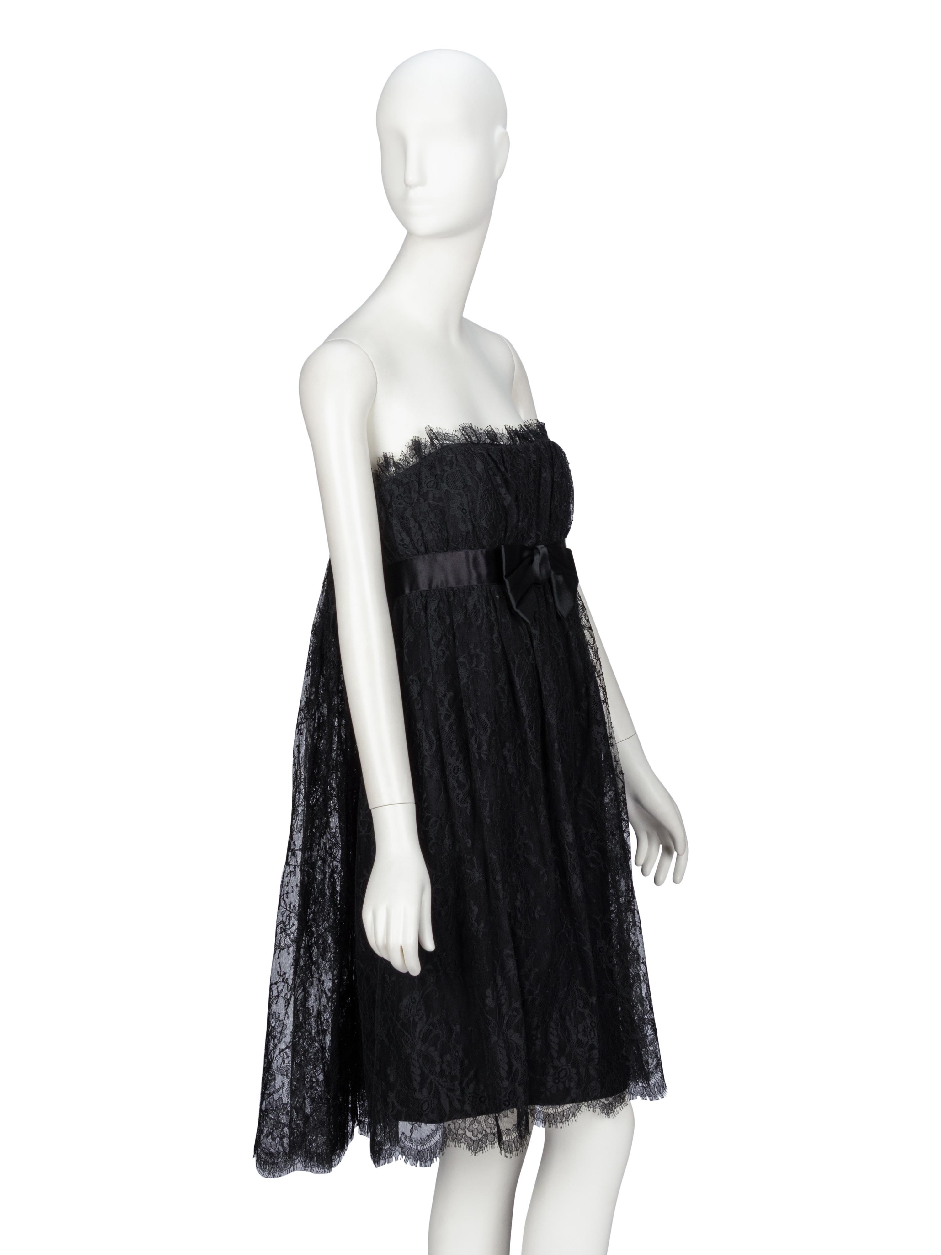 Bill Blass, Strapless Black Lace Cocktail Dress
