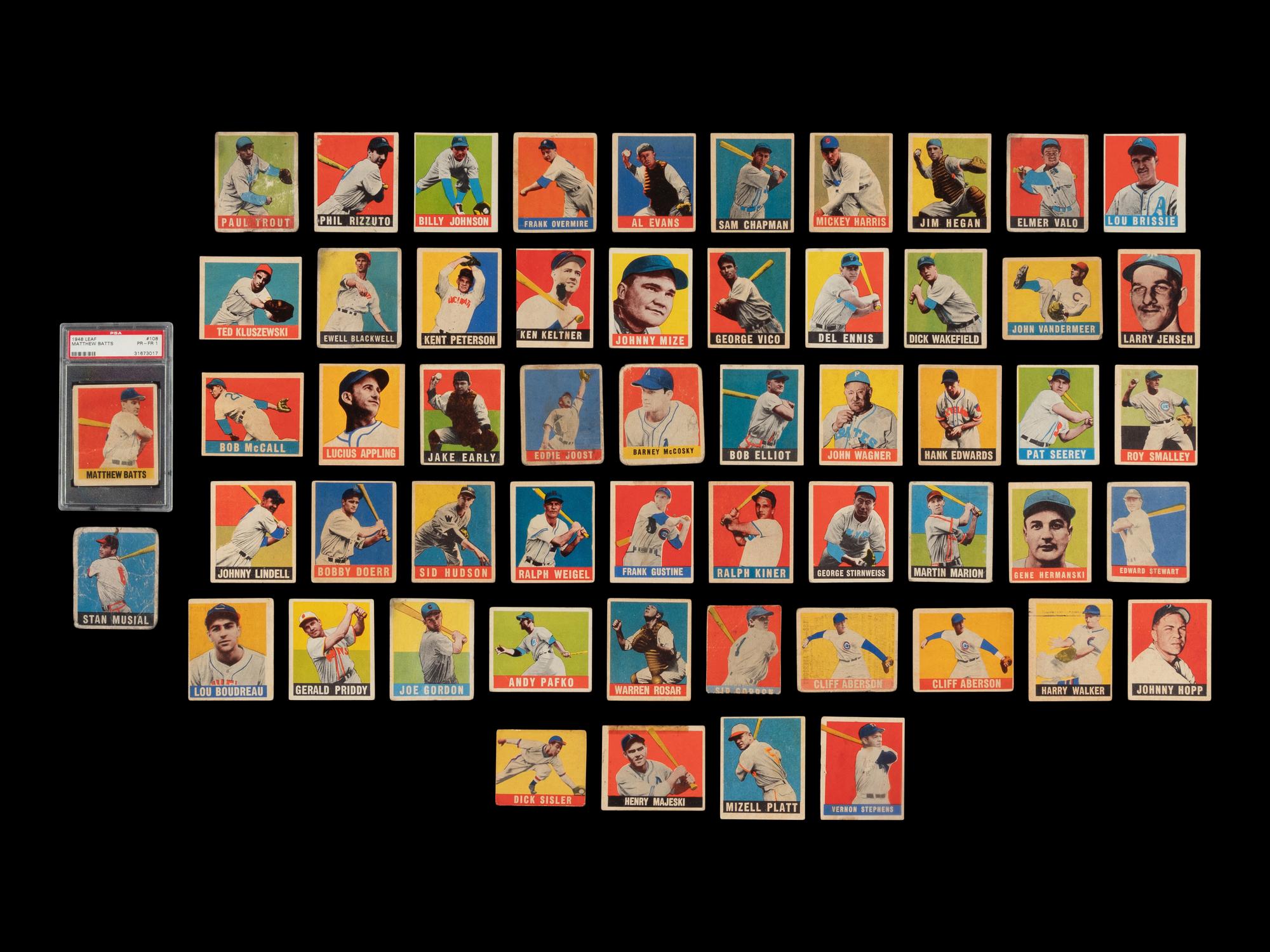 A Collection of Over 50 1948 Leaf Baseball Cards Including Stan Musial Rookie