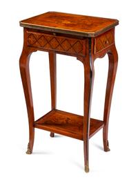 A Louis XV Style Gilt Bronze Mounted Marquetry Mechanical Table