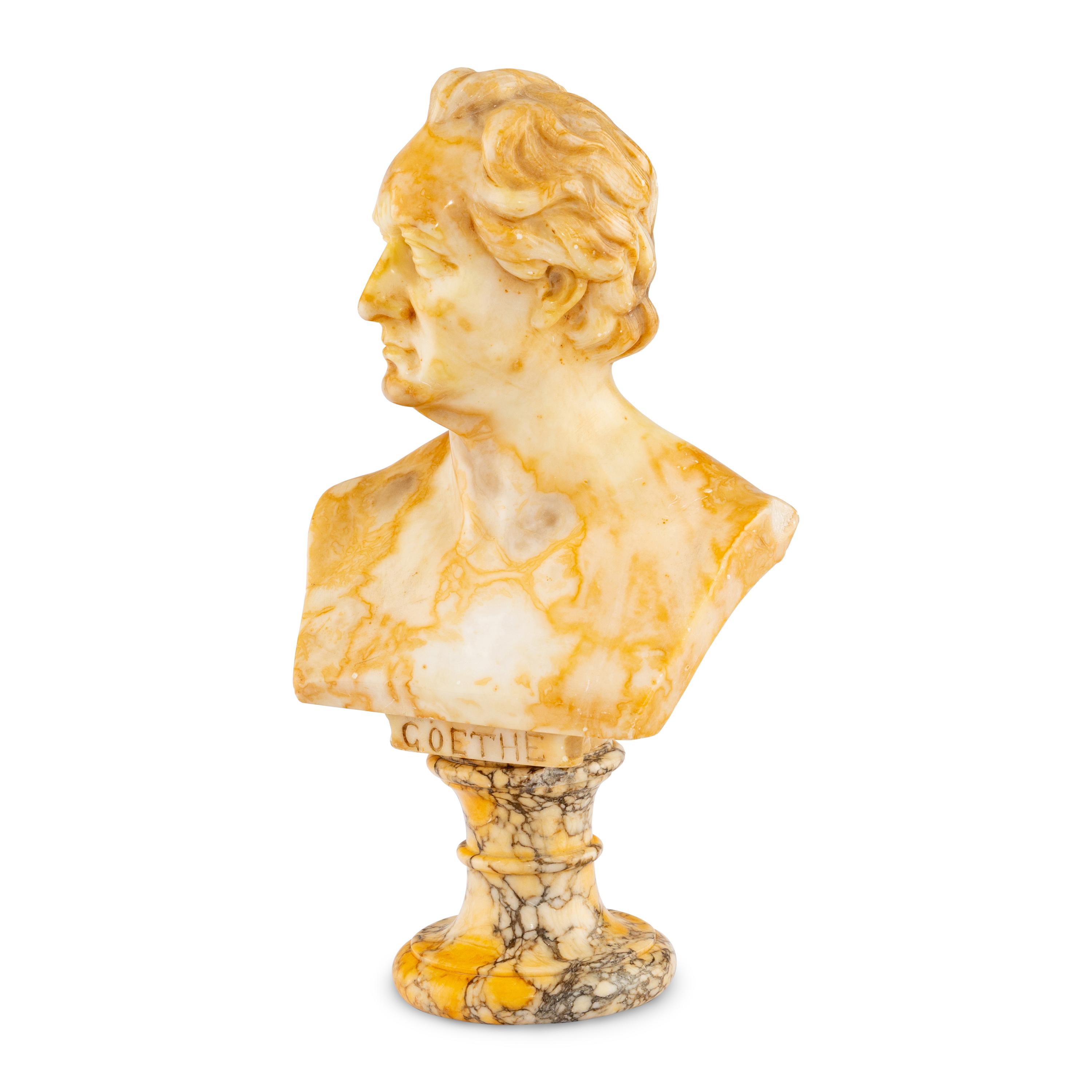 A Carved Marble Bust of Goethe