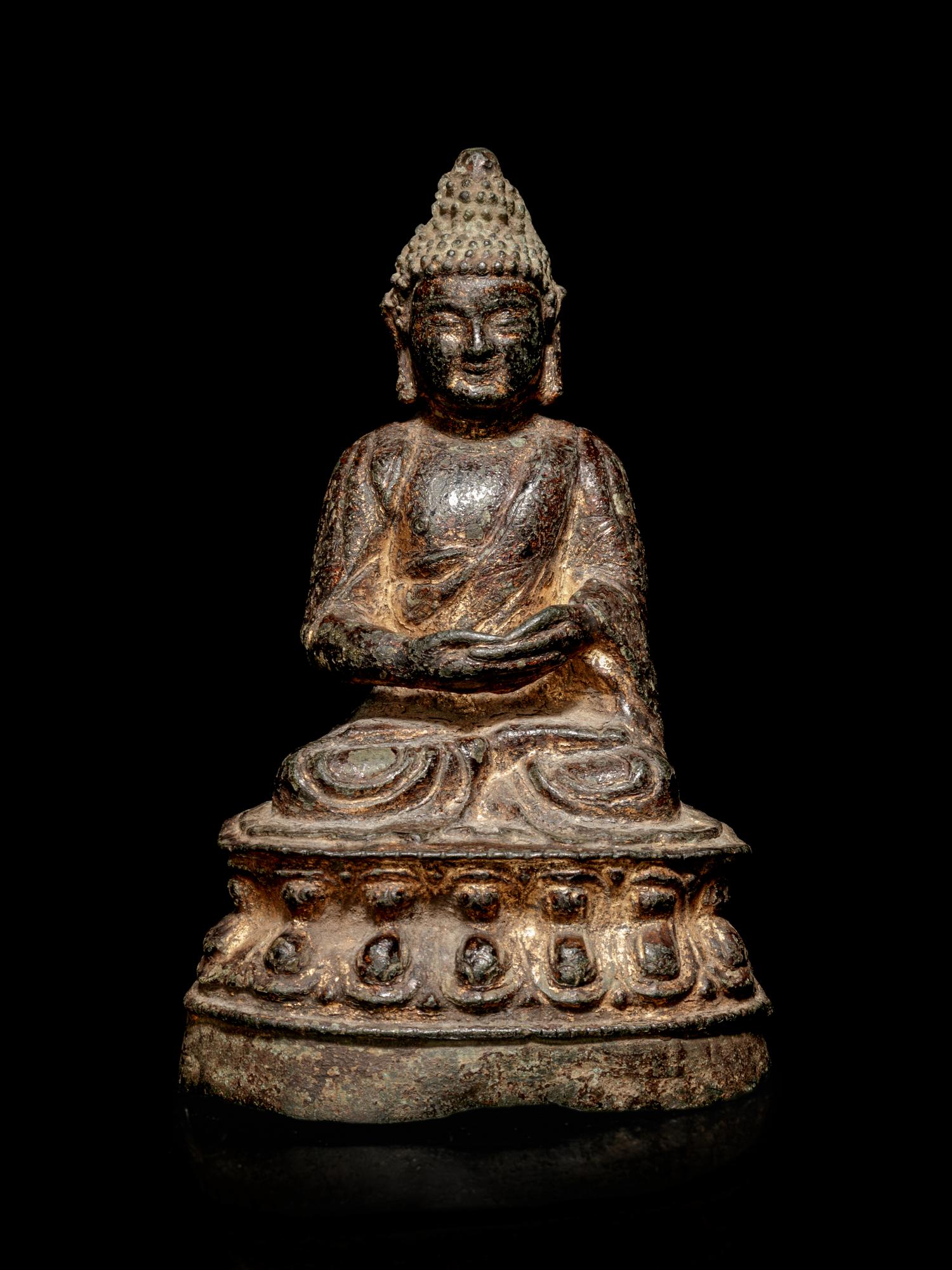A Bronze Figure of Seated Shakyamuni Buddha