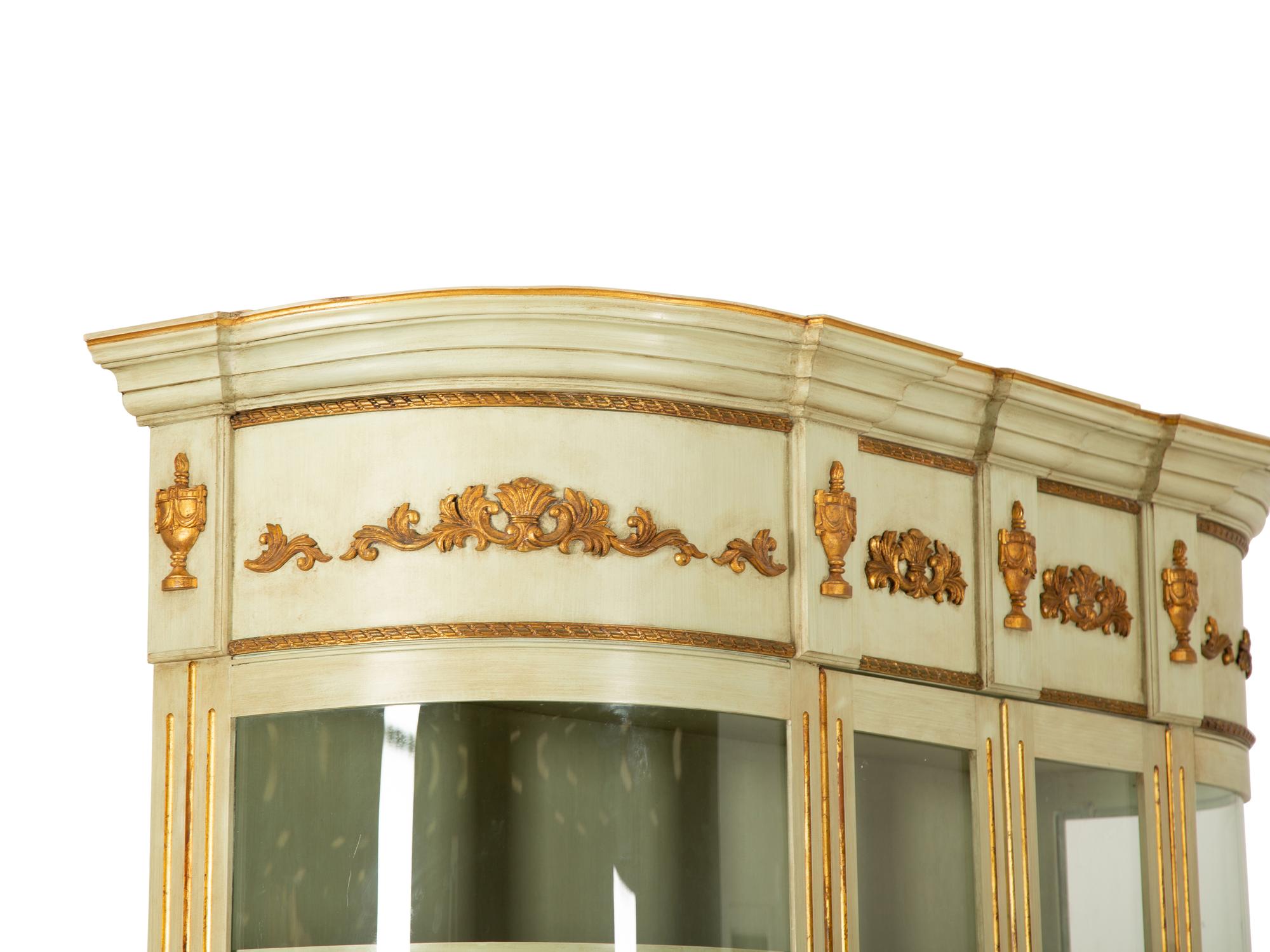An Empire Style Painted and Parcel Gilt Vitrine Cabinet