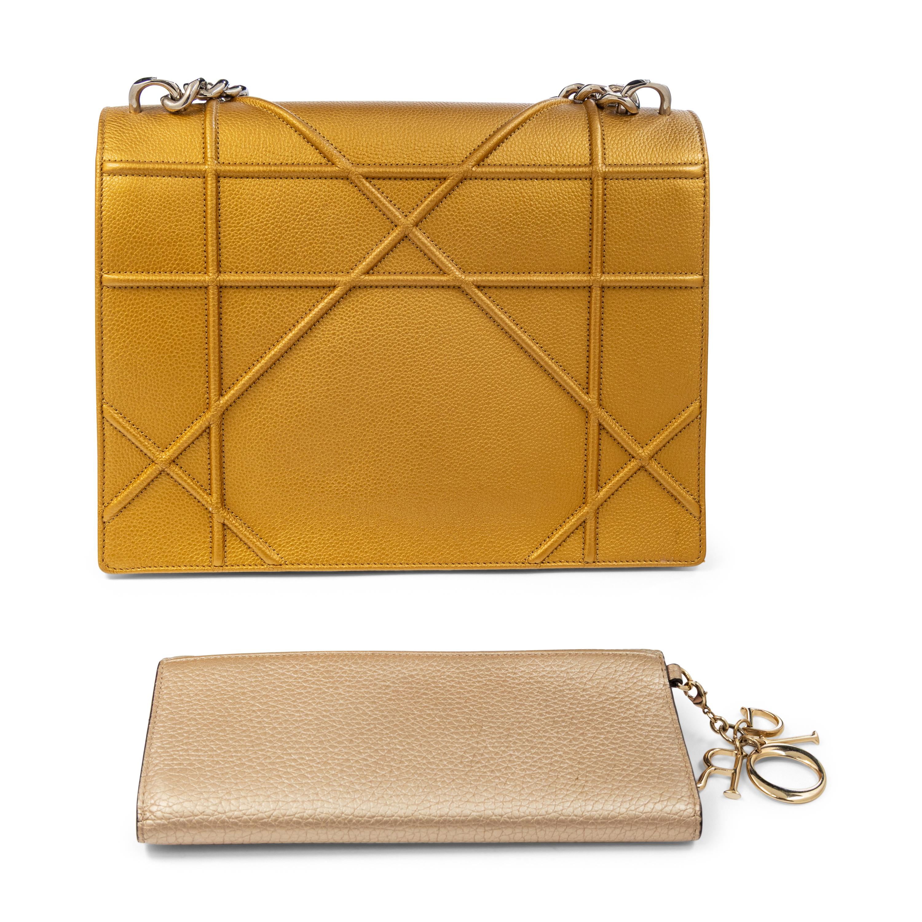 CHRISTIAN DIOR, METALLIC DIORAMA FLAP BAG & WALLET
