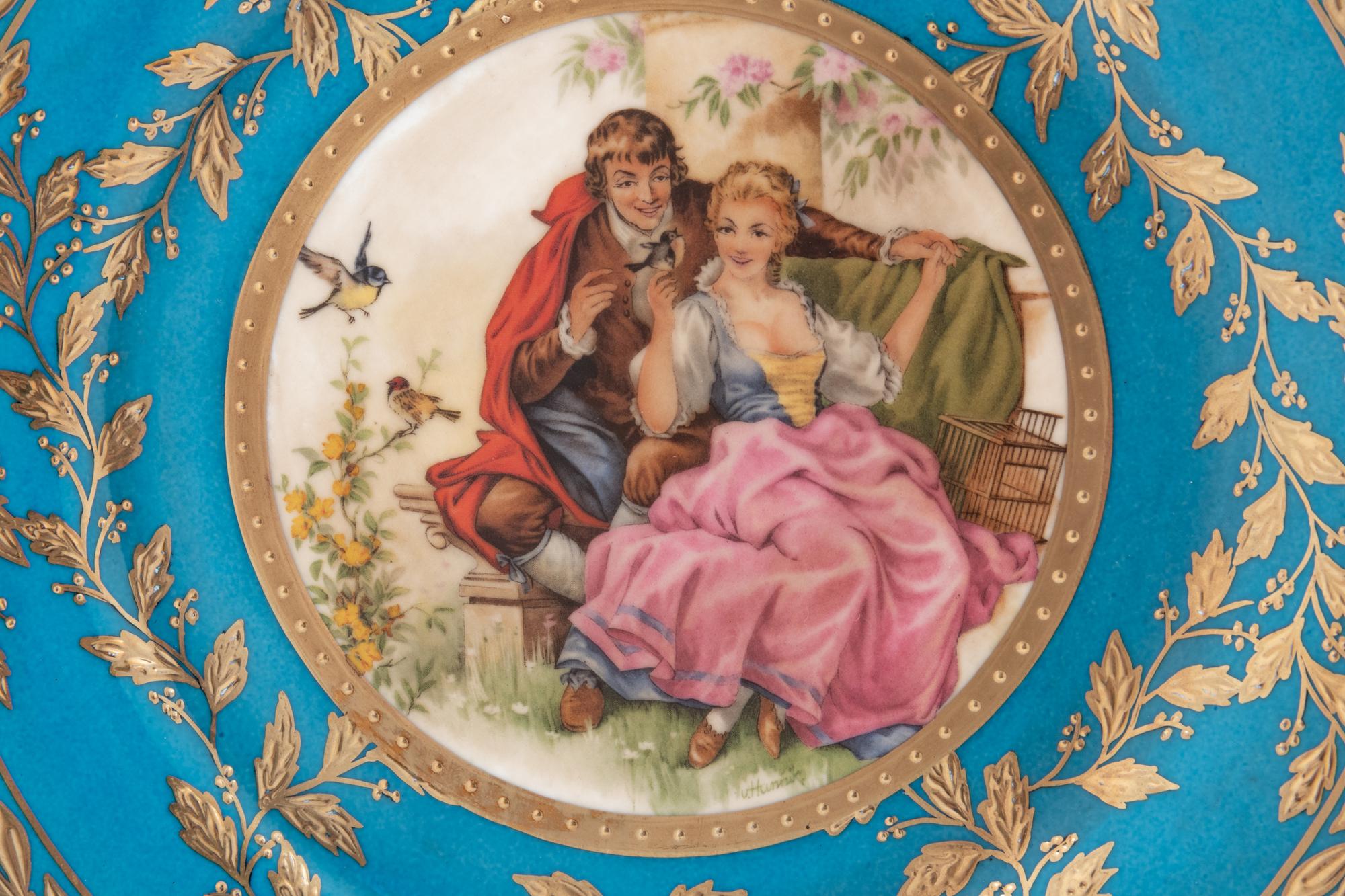 Three Sèvres Style Porcelain Plates