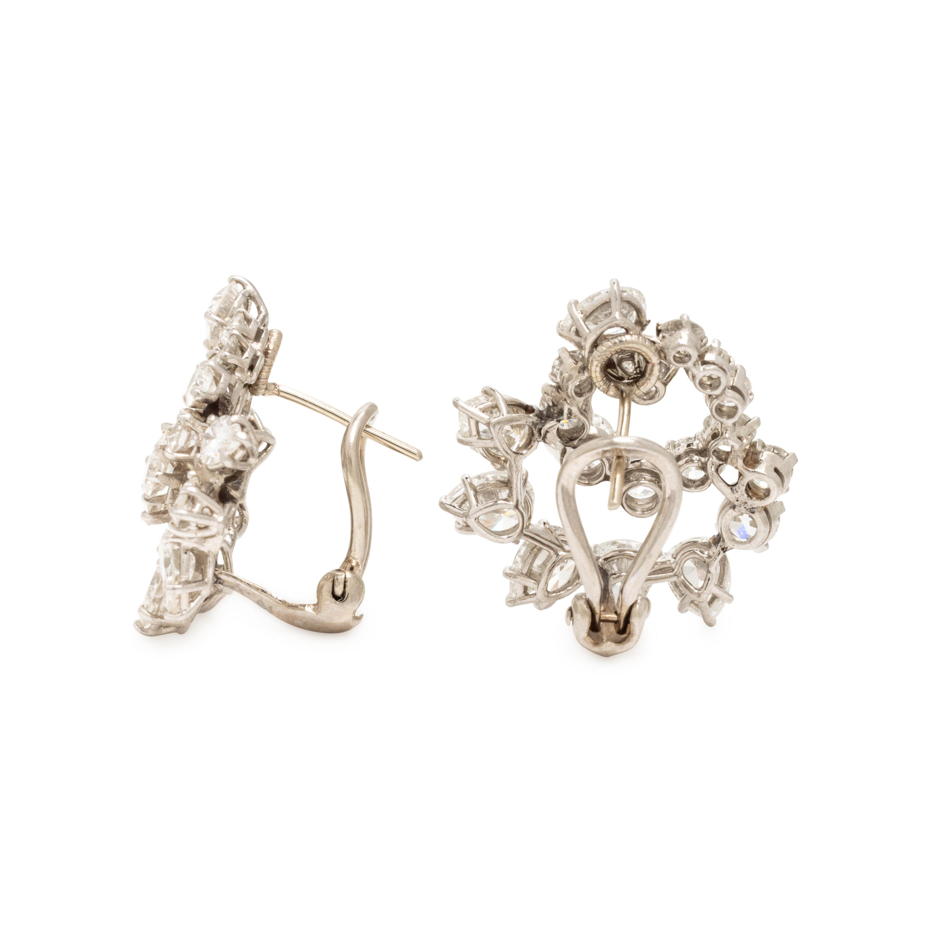 Diamond and Platinum Swirl Earrings