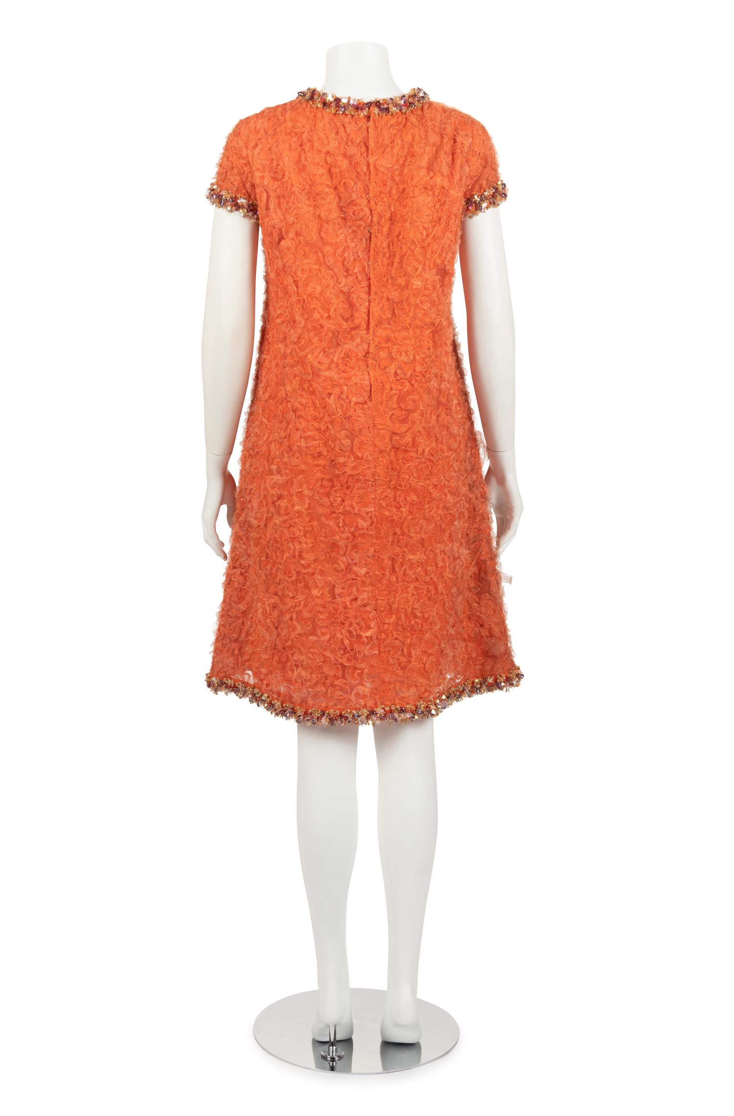 Orange A-Line Dress Attributed to Yves Saint Laurent, Haute Couture Fall/Winter 1965-66