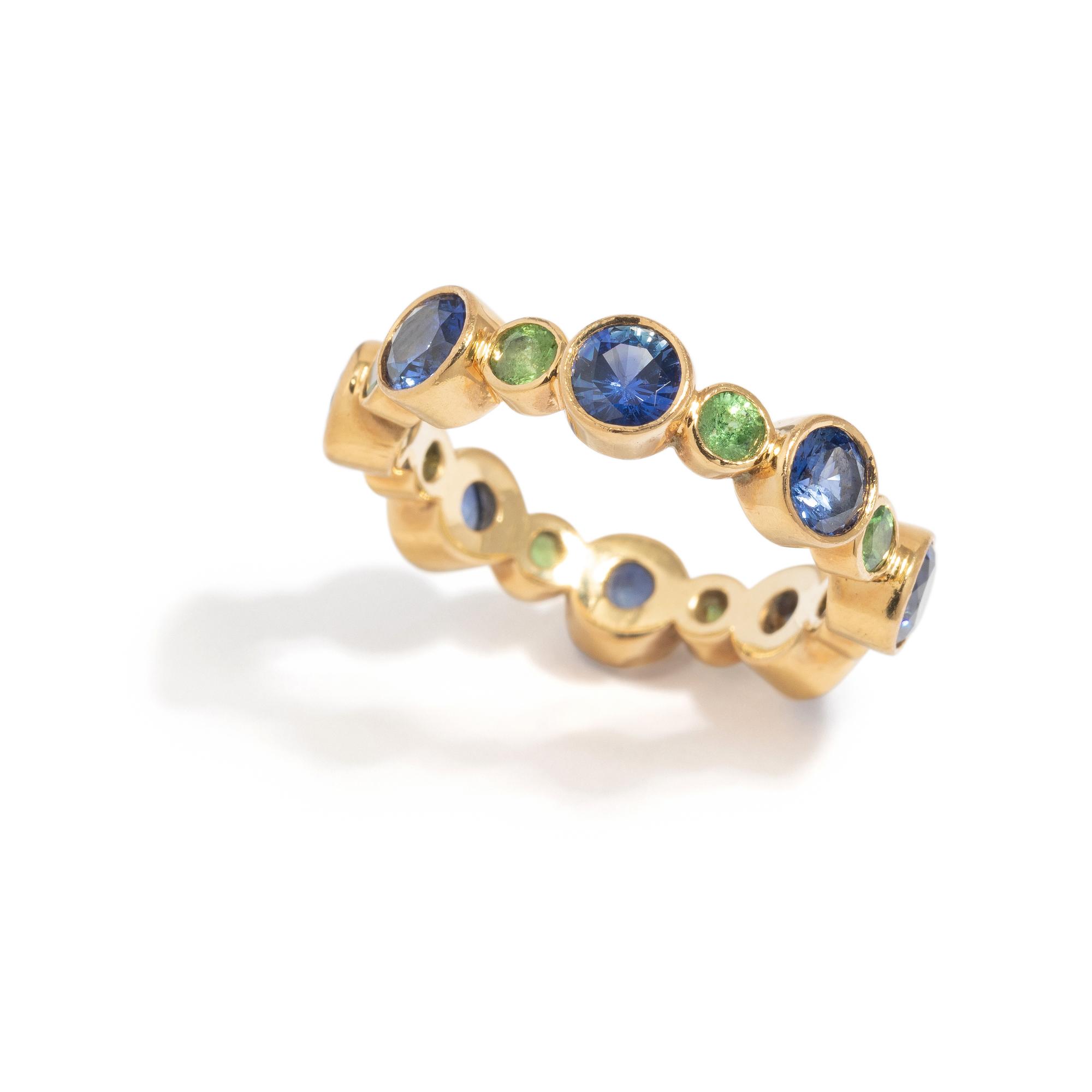 SAPPHIRE AND GREEN GARNET BAND