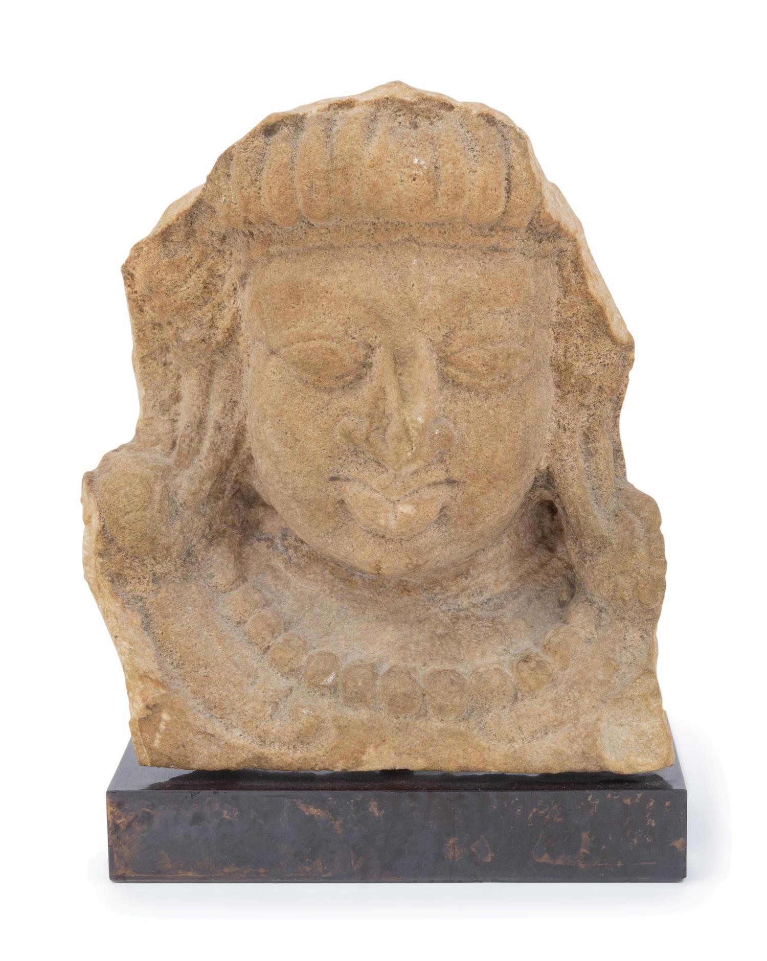 An Indian Sandstone Fragmentary Bust of Shiva
