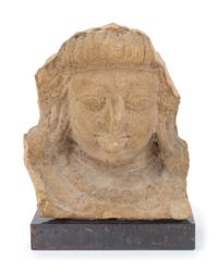 An Indian Sandstone Fragmentary Bust of Shiva