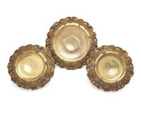 A Group Of Seven Gilt Floral Cast And Reticulated Sterling Silver Compotes