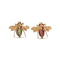 COLLECTION OF YELLOW GOLD AND GEMSTONE BEE BROOCHES