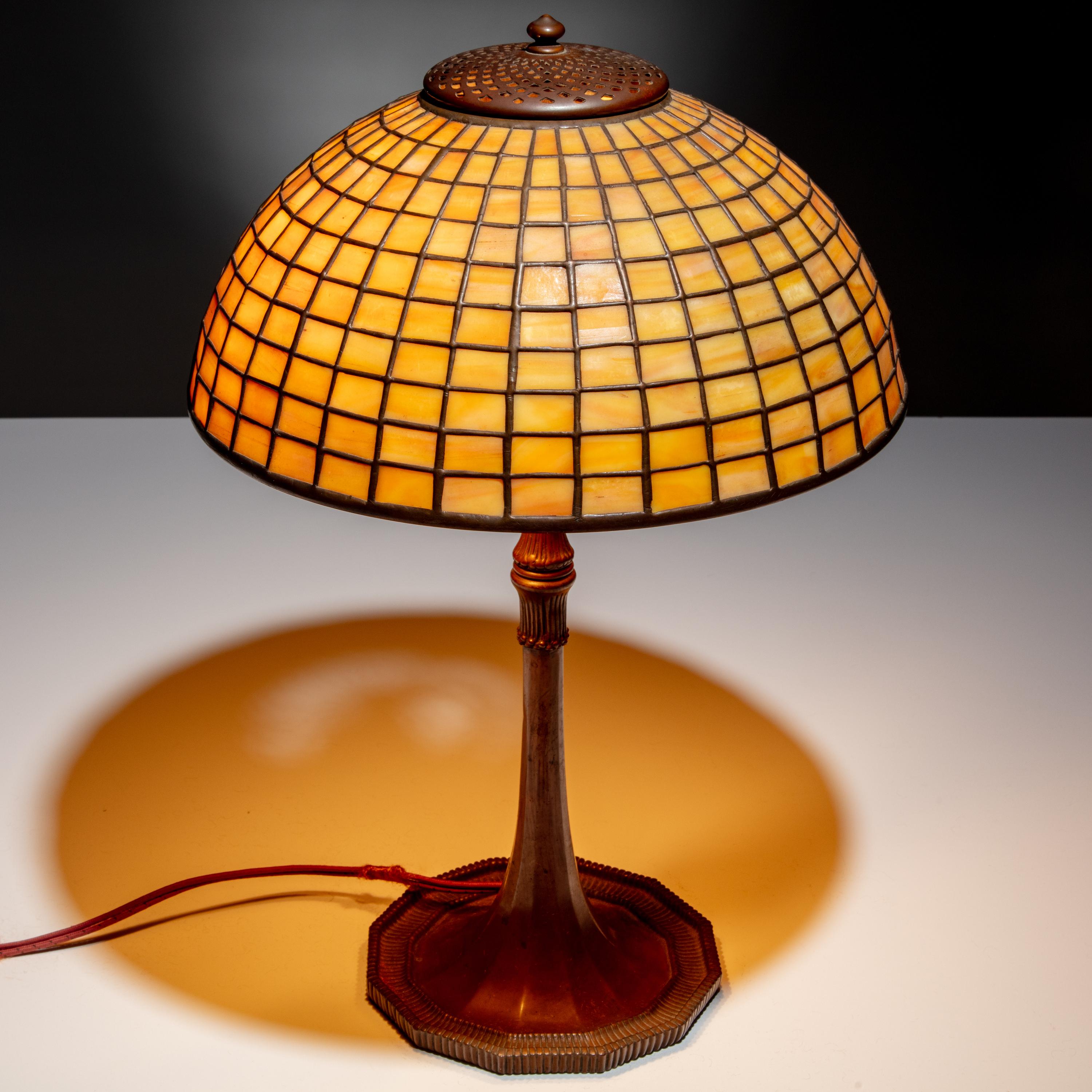 Attributed to Tiffany Studios New York (American, 1880–1930) — Geometric Table Lamp, c. 1910