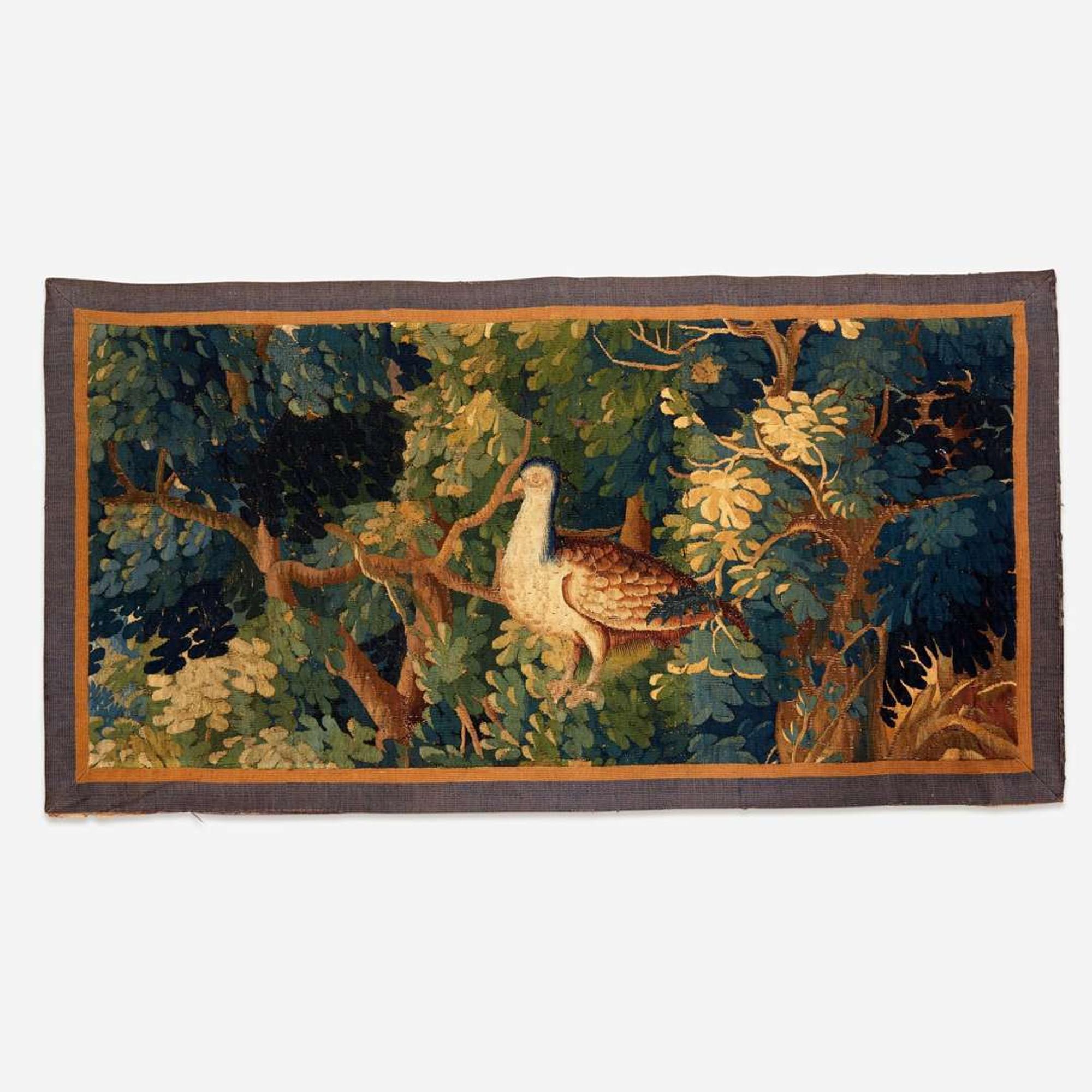 Two Flemish Verdure Tapestry Fragments 18th century or earlier