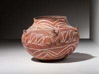Zuni White-on-Red Frog Pottery Jar