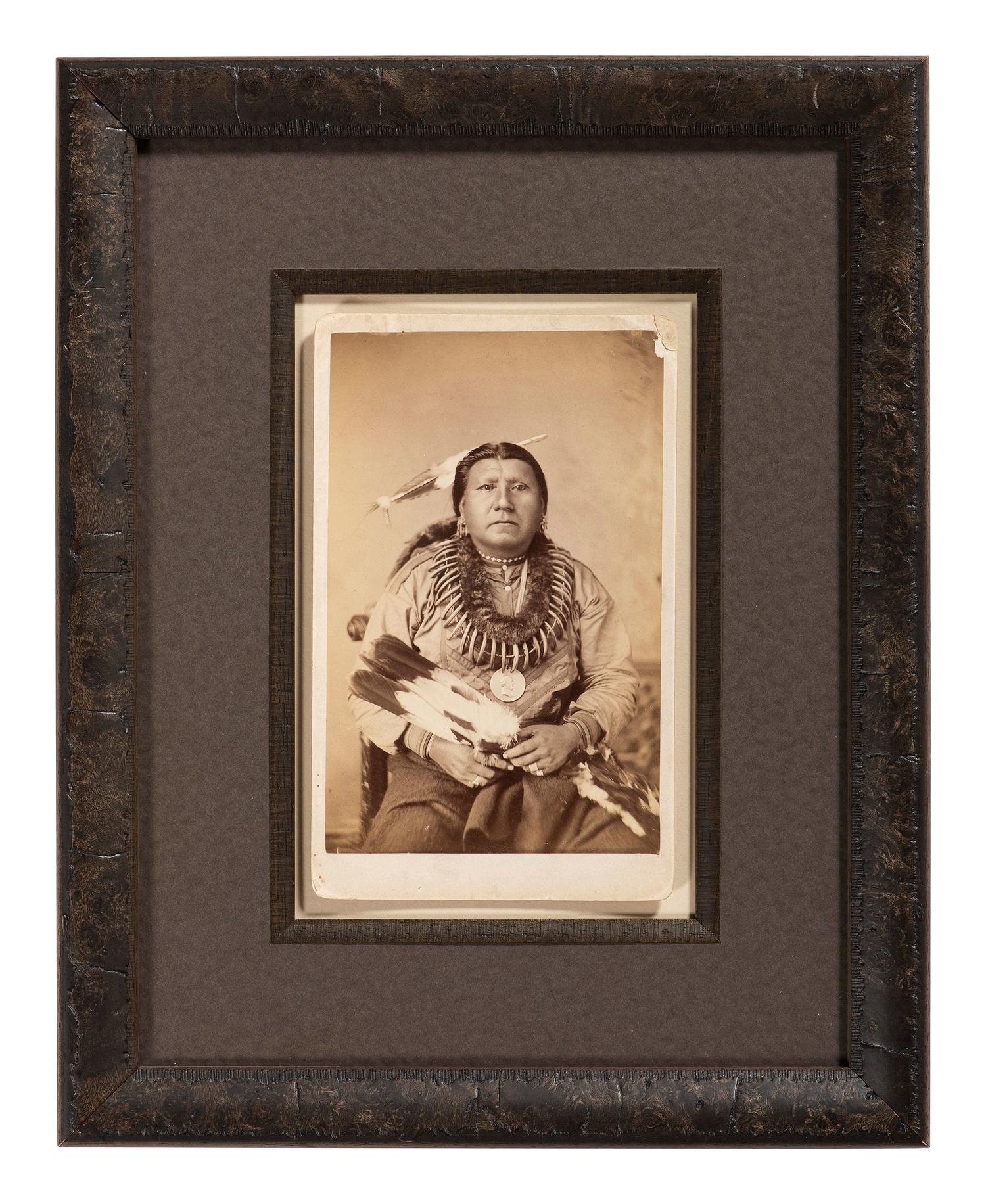 CHOATE, John N. (1848-1902), photographer. Boudoir card featuring Cheyenne student White Buffalo. [Carlisle, PA], ca 1881. [ With: ] 3 mounted photographs featuring chiefs including Red Dog and Boss Sun. Carlisle, PA.