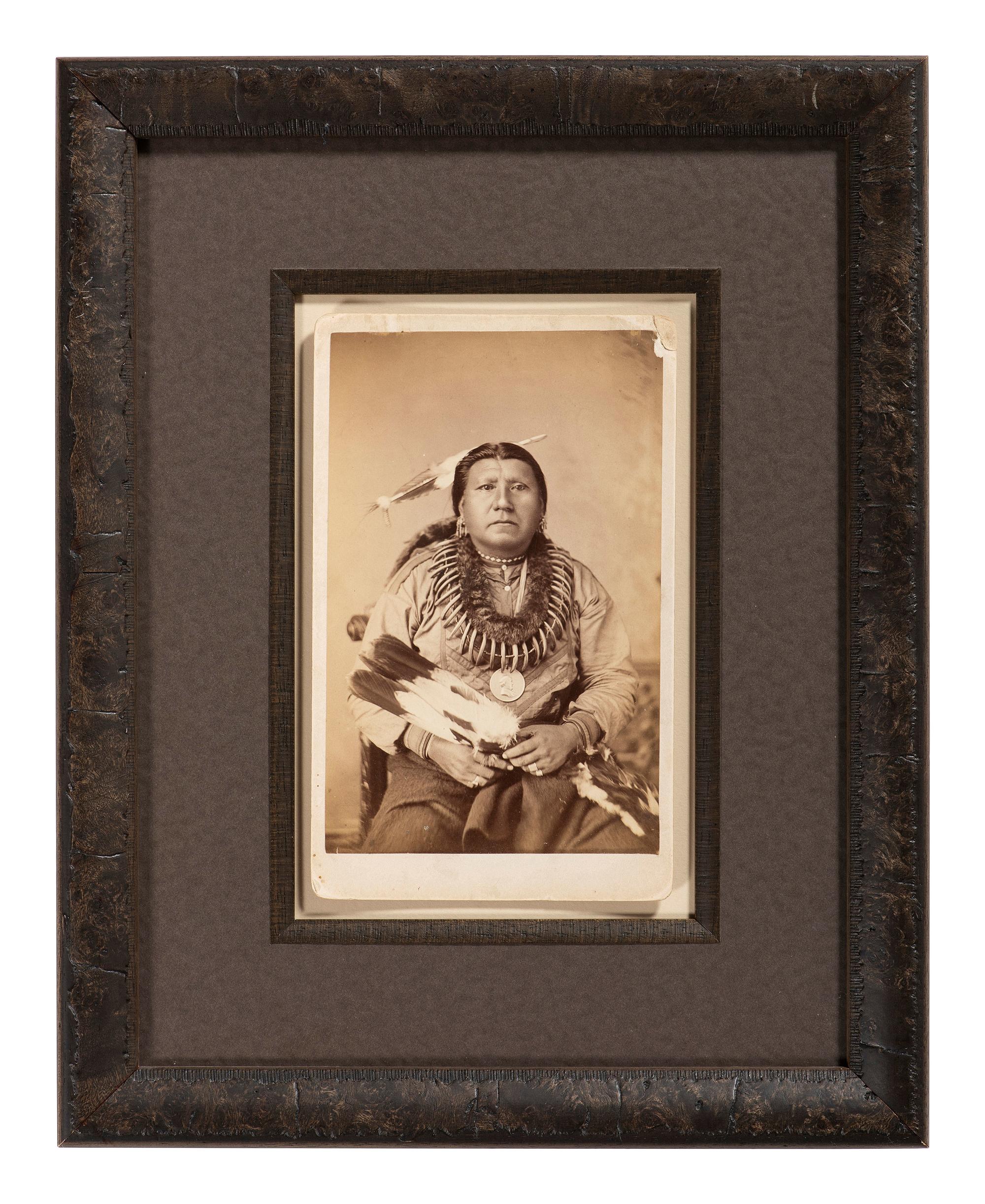 CHOATE, John N. (1848-1902), photographer. Boudoir card featuring Cheyenne student White Buffalo. [Carlisle, PA], ca 1881. [ With: ] 3 mounted photographs featuring chiefs including Red Dog and Boss Sun. Carlisle, PA.