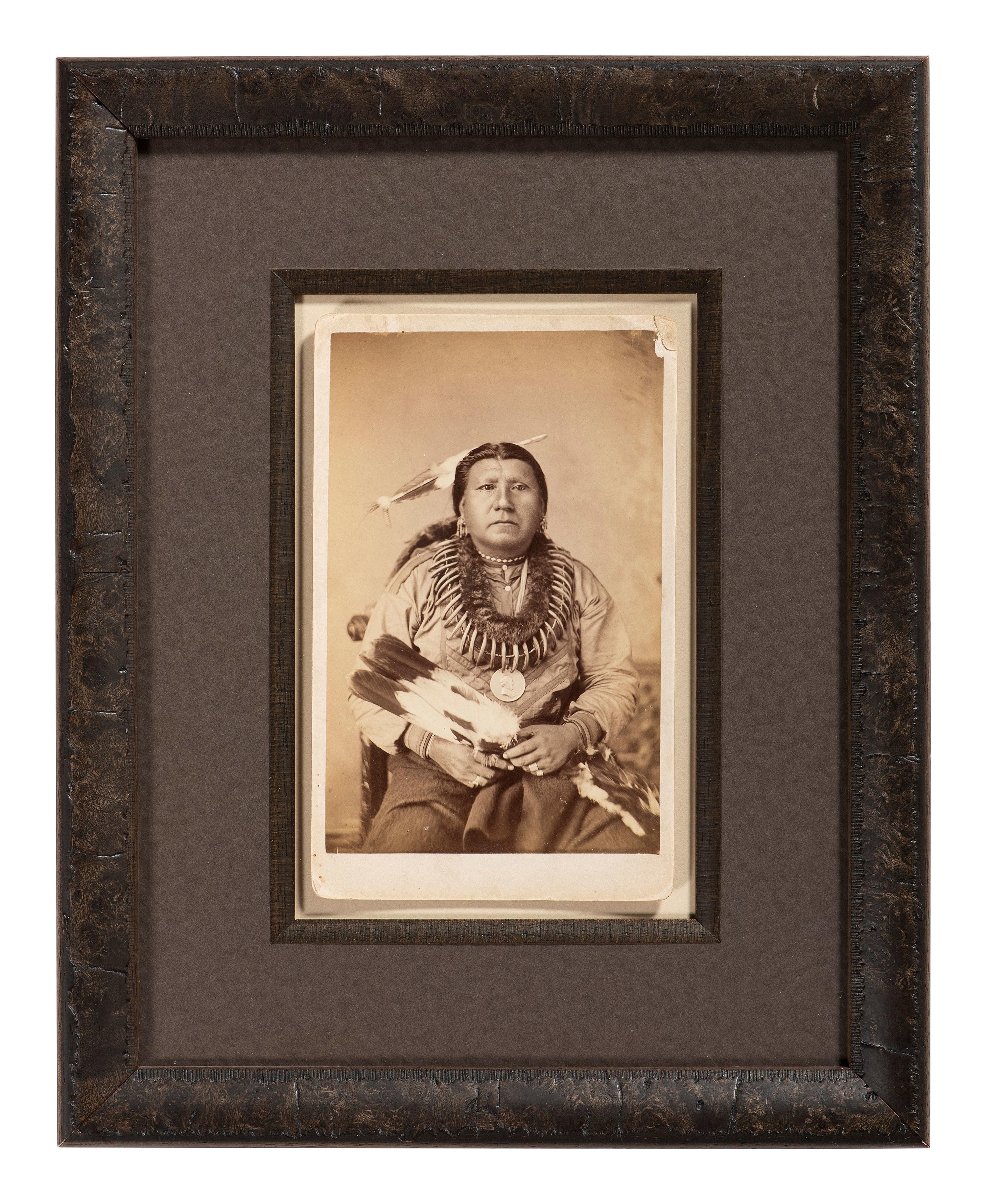 CHOATE, John N. (1848-1902), photographer. Boudoir card featuring Cheyenne student White Buffalo. [Carlisle, PA], ca 1881. [ With: ] 3 mounted photographs featuring chiefs including Red Dog and Boss Sun. Carlisle, PA.