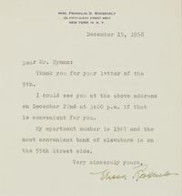 [Presidential] Roosevelt, Eleanor. Typed Letter, signed, and Signed Photograph