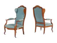 A Pair of Louis Philippe Mahogany Wingback Bergères
