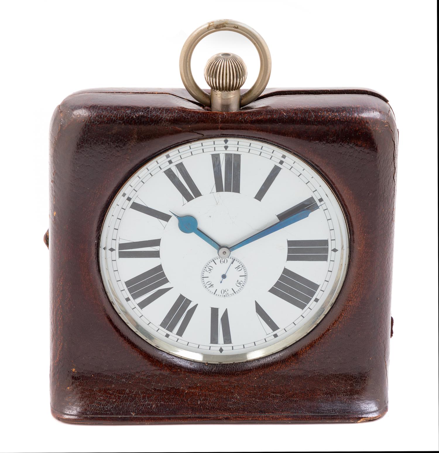 A French Leather Cased Carriage Clock Height 7 1/2 x width 7 inches. — HAZEBROUCQ, LATE 19TH CENTURY
