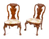 A Set of Ten George II Style Walnut Dining Chairs