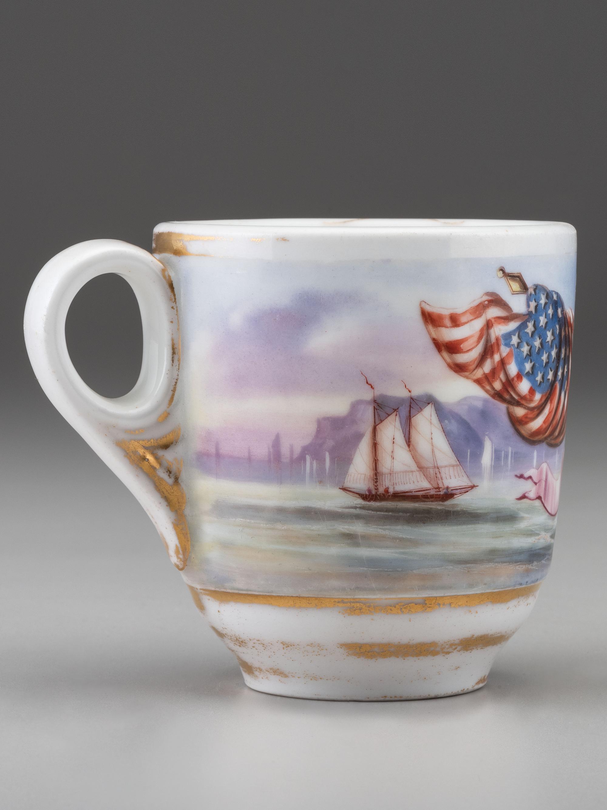 Two Painted Porcelain Shaving Mugs